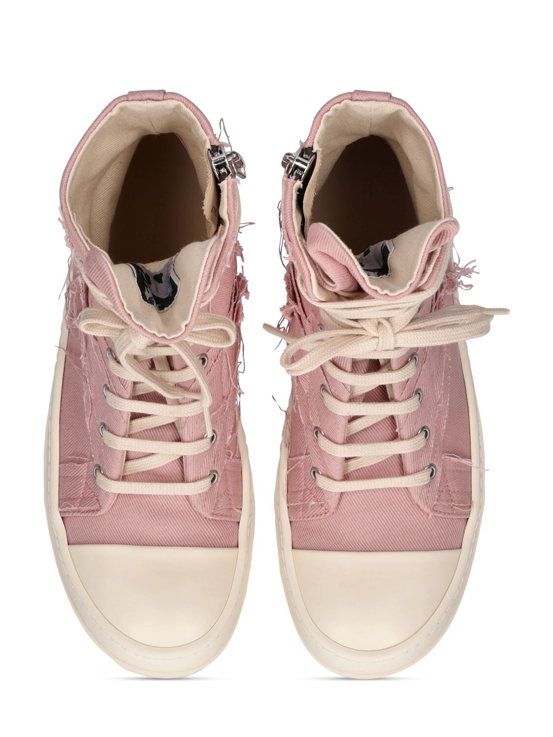 Rick Owens DRKSHDW: Pink Slashed Sneakers
