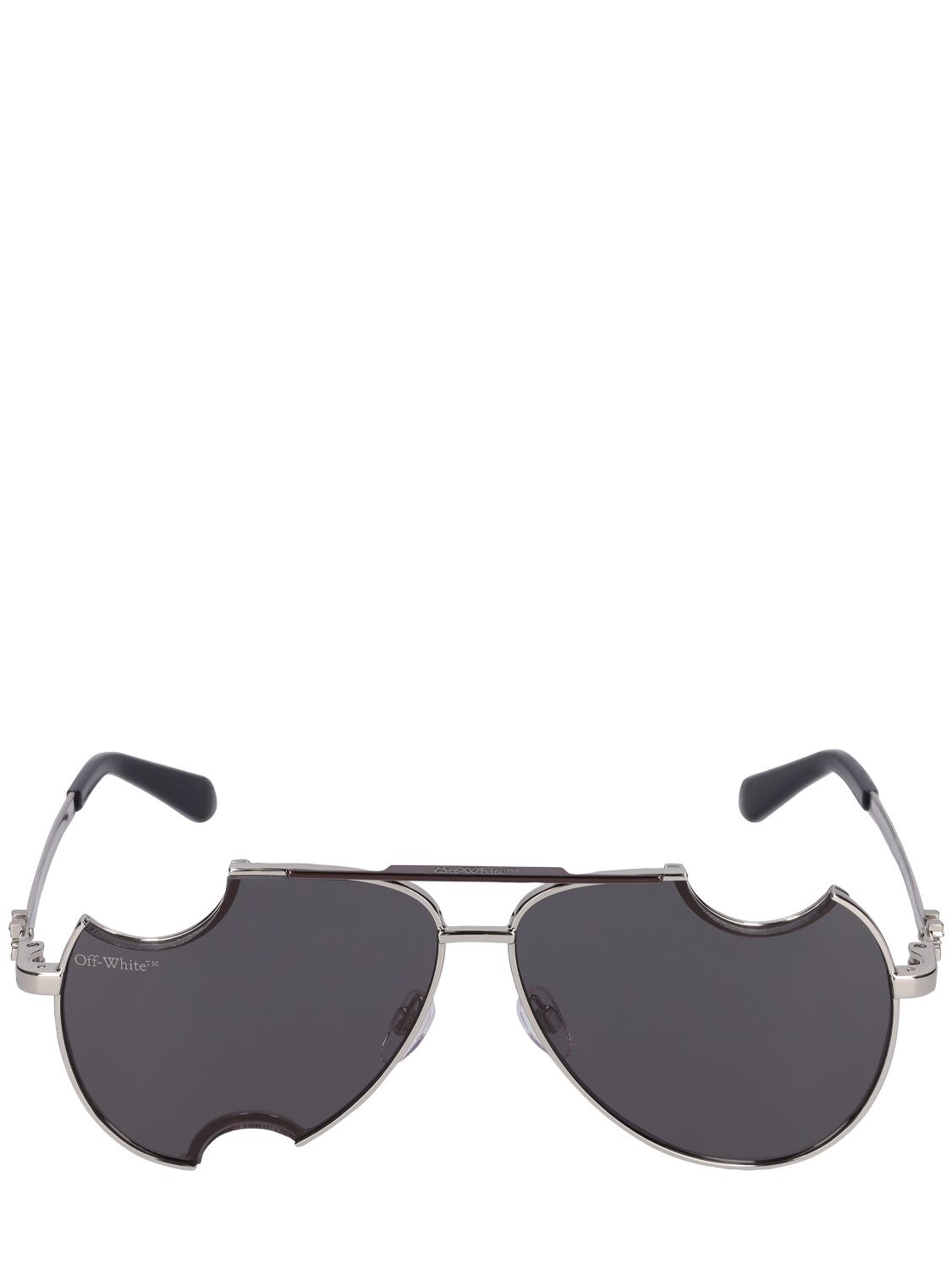 OFF-WHITE: metal sunglasses - Silver