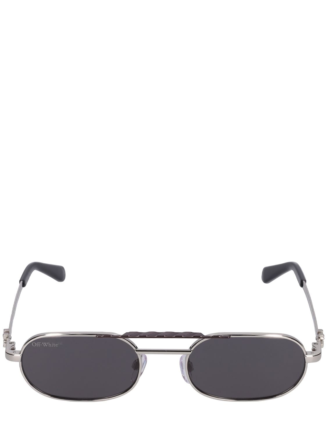 Off-white Baltimore Oval Metal Sunglasses In Silver,smoke