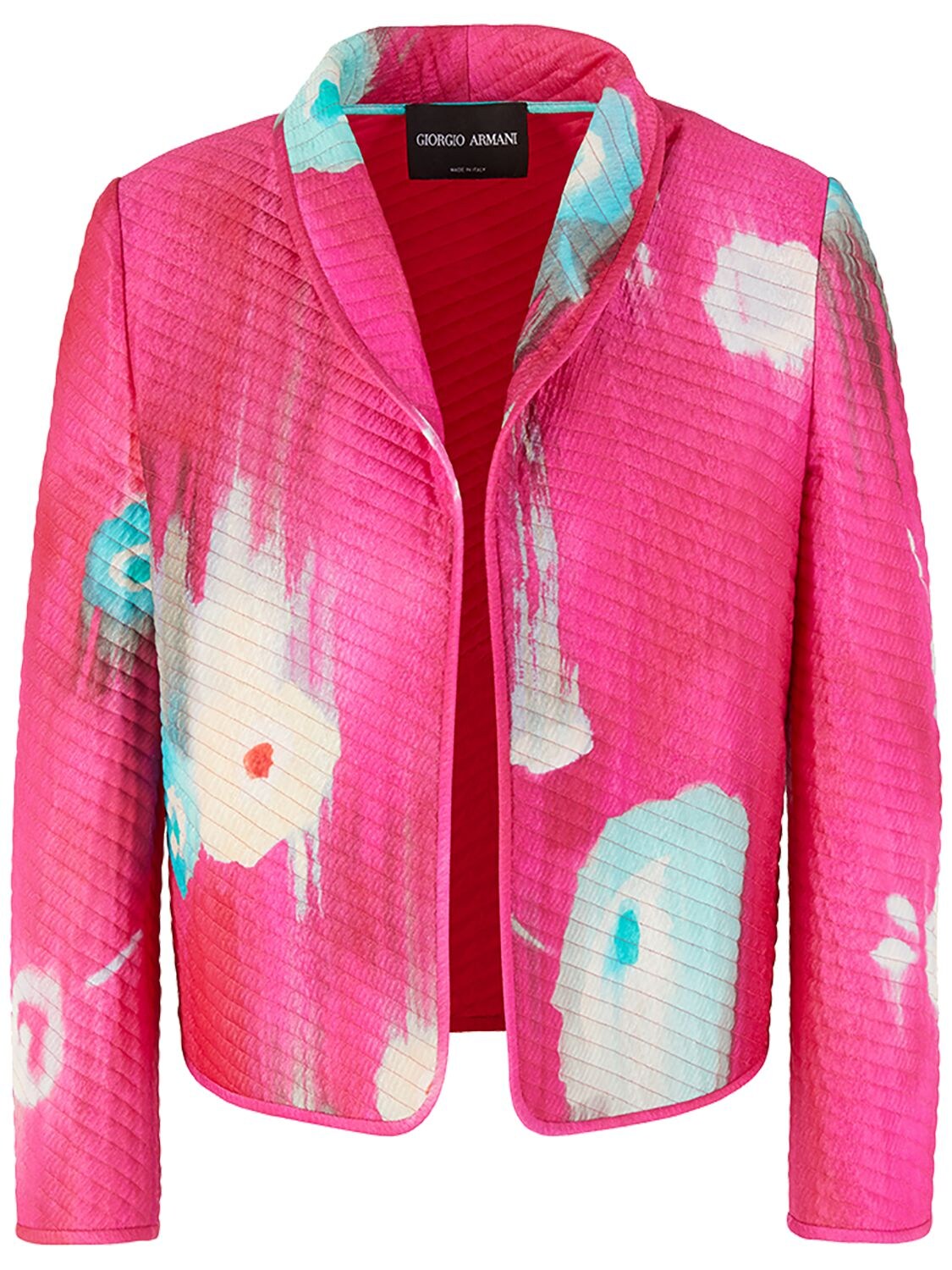 Giorgio Armani Floral Print Quilt Silk Jacket In Pink & Purple