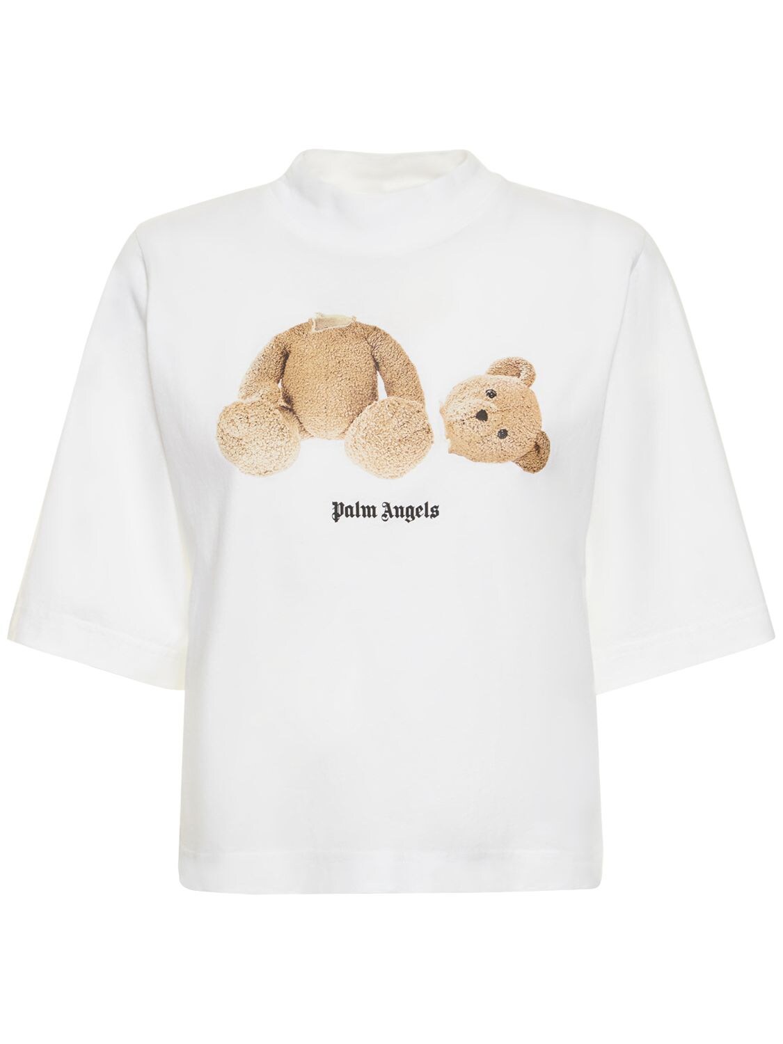 Bear Cropped Cotton Jersey T-shirt – WOMEN > CLOTHING > T-SHIRTS