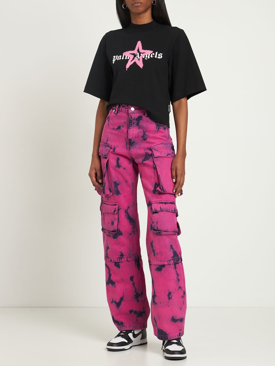 Palm Angels Pink Star Sprayed Unisex T-Shirt