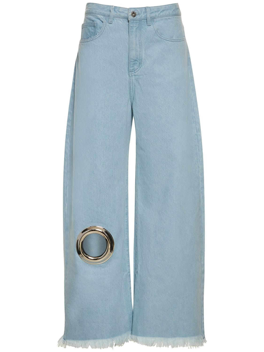 Marques' Almeida Eyelet-embellished Wide-leg Jeans In Denim