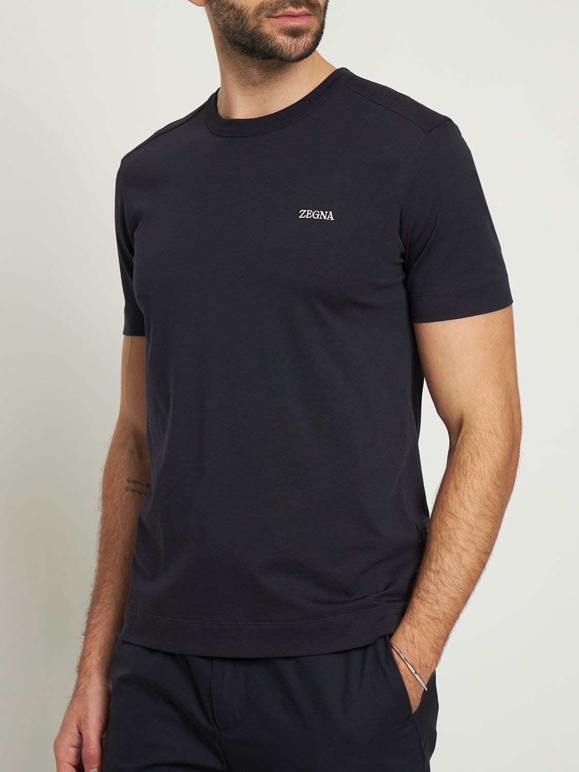Shop Zegna Short Sleeved T-shirt In Navy