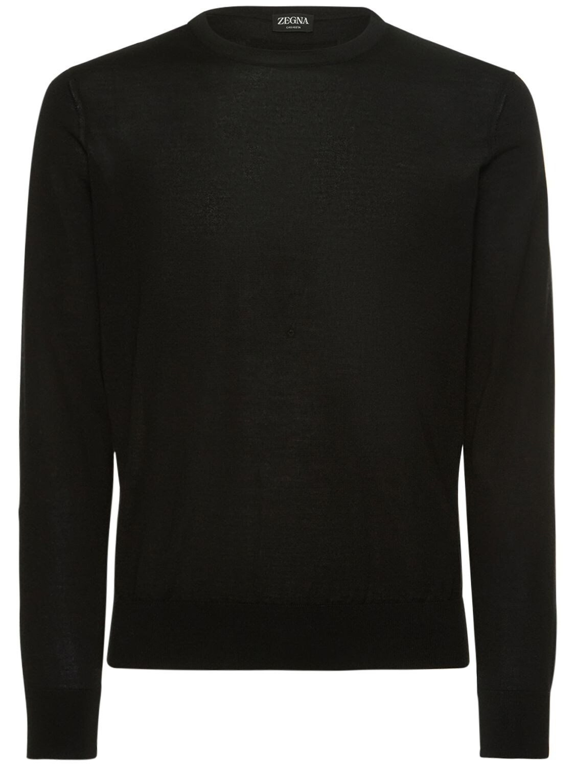 Shop Zegna Cashmere & Silk Light Knit Sweater In Black