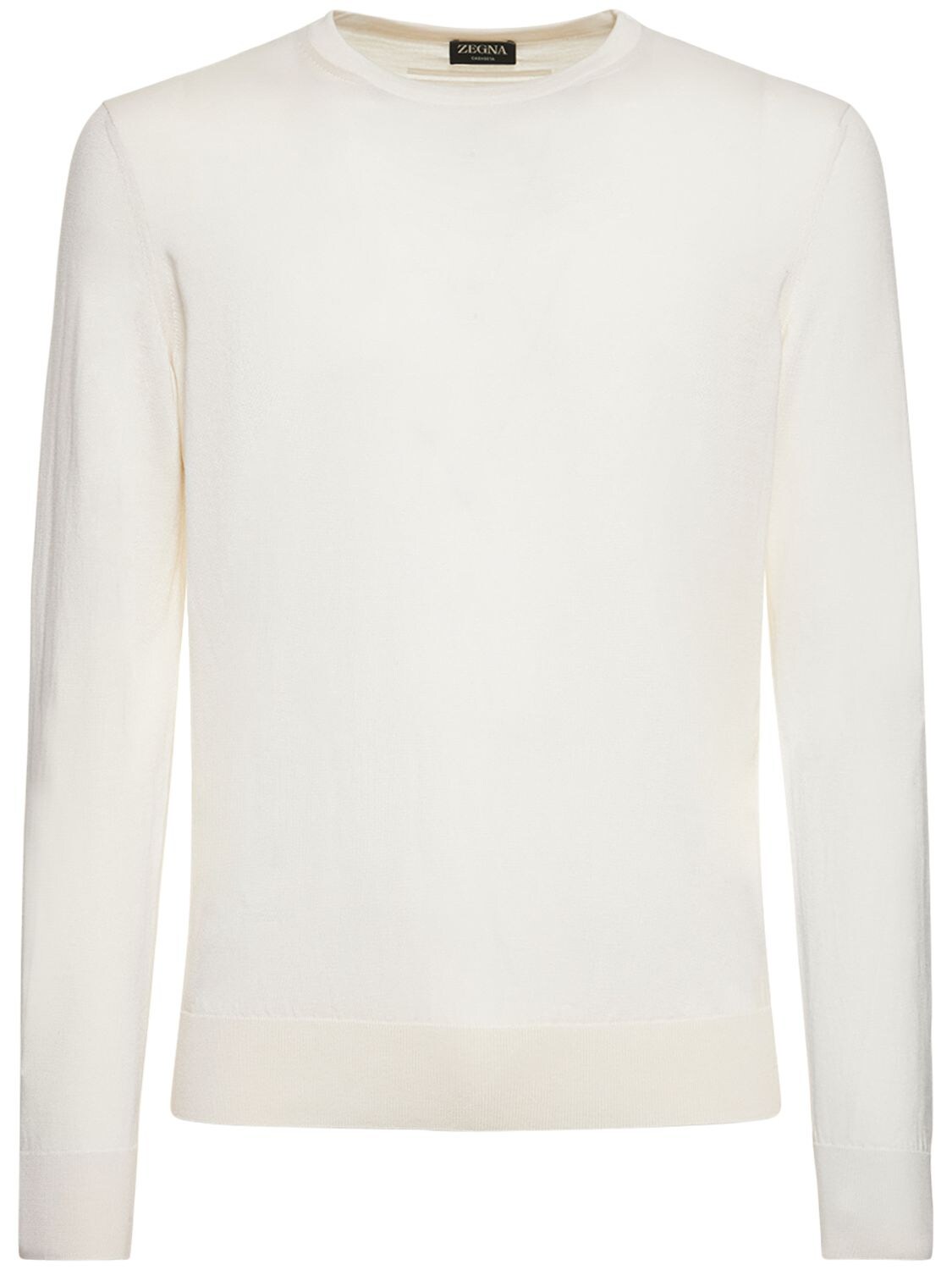 Shop Zegna Cashmere & Silk Light Knit Sweater In White