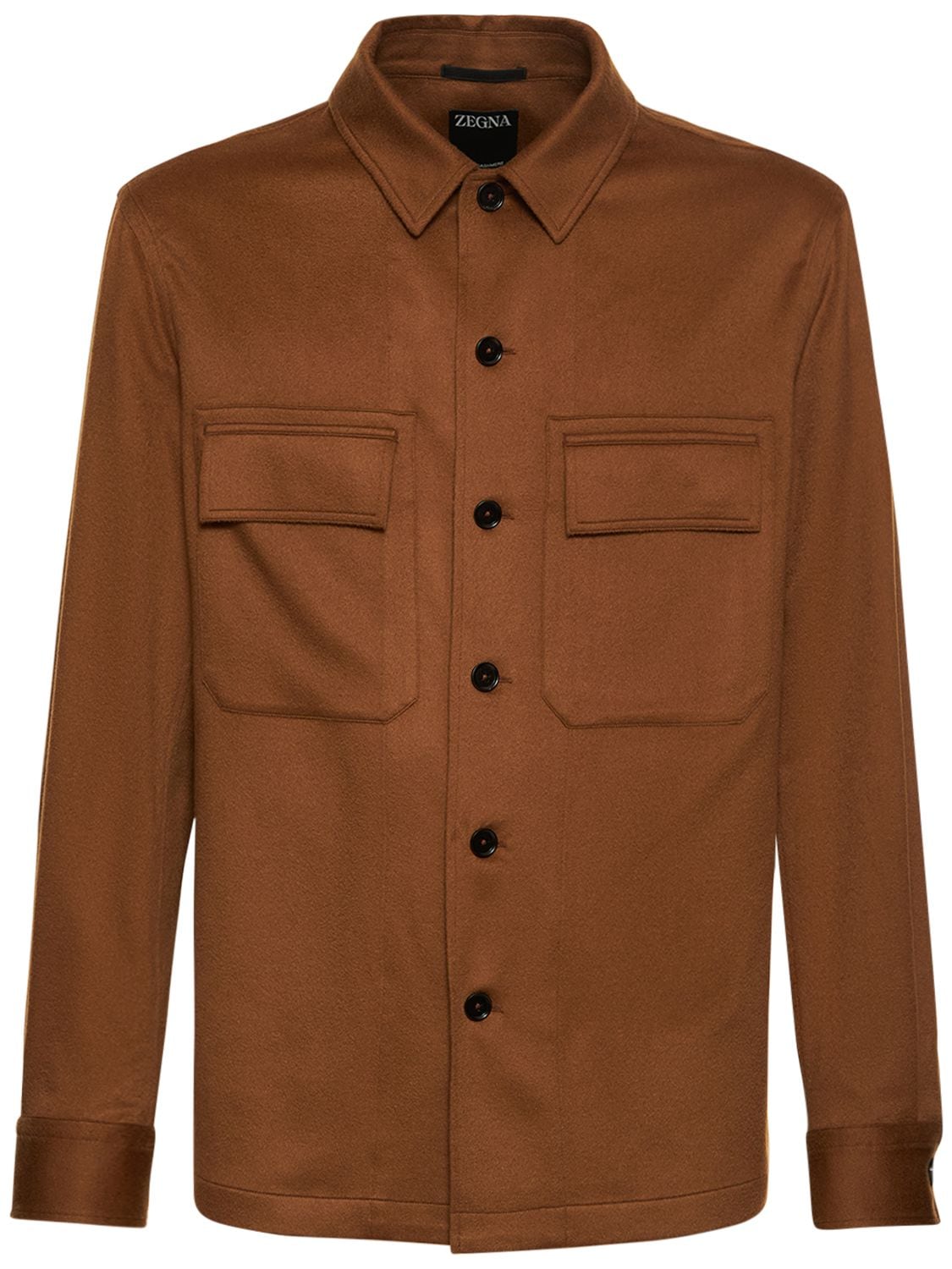 Zegna Pure Cashmere Overshirt In Brown