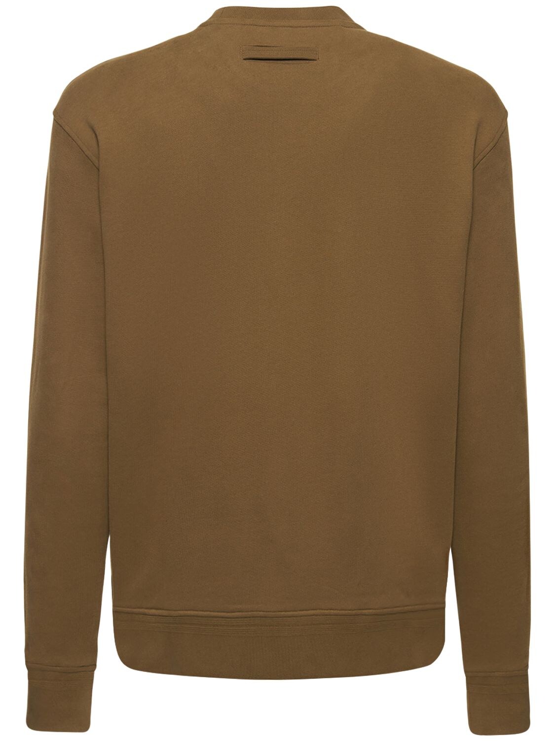 Shop Zegna Cotton Crewneck Sweatshirt In Brown