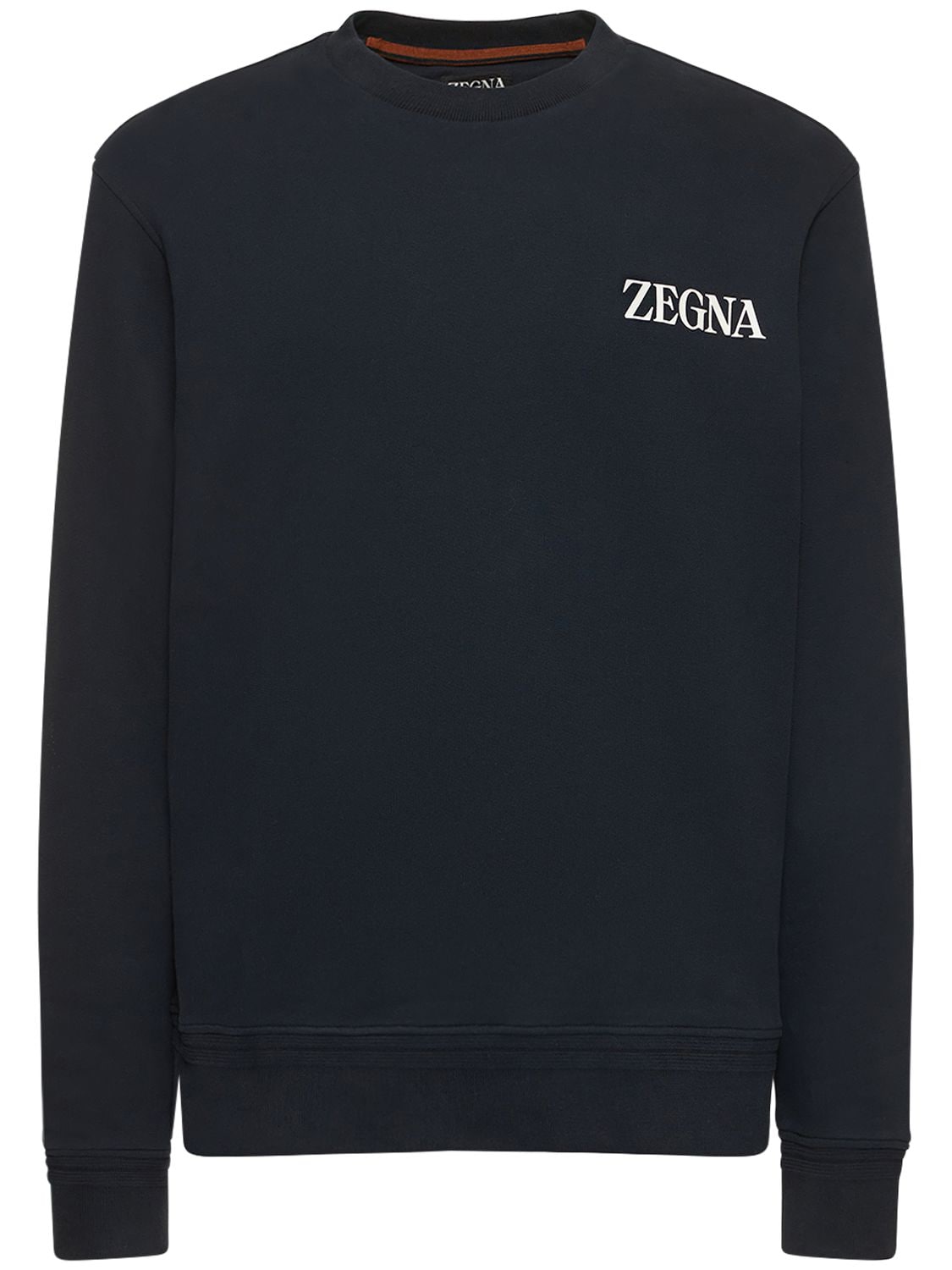 Shop Zegna Cotton Crewneck Sweatshirt In Navy