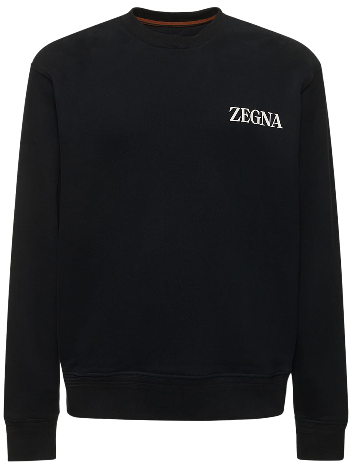 Shop Zegna Cotton Crewneck Sweatshirt In Black