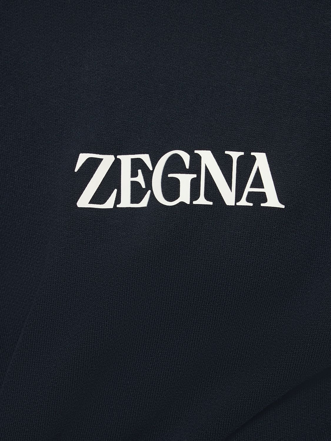 Shop Zegna Cotton Crewneck Sweatshirt In Navy