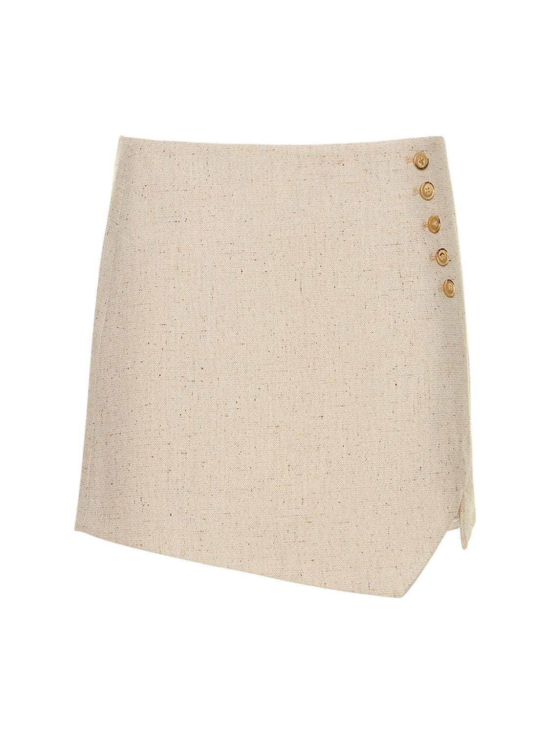 Image of Taranto Buttoned Viscose Mini Skirt