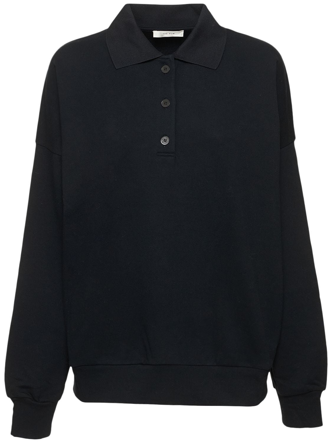 Shop The Row Corzas Cotton Jersey Polo Sweatshirt In Navy