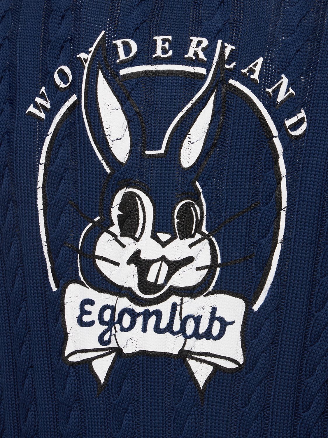 Shop Egonlab Cotton Knit Bunny Tracksuit In Blue,multi