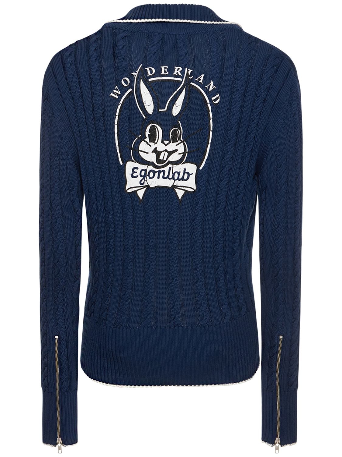 Shop Egonlab Cotton Knit Bunny Tracksuit In Blue,multi