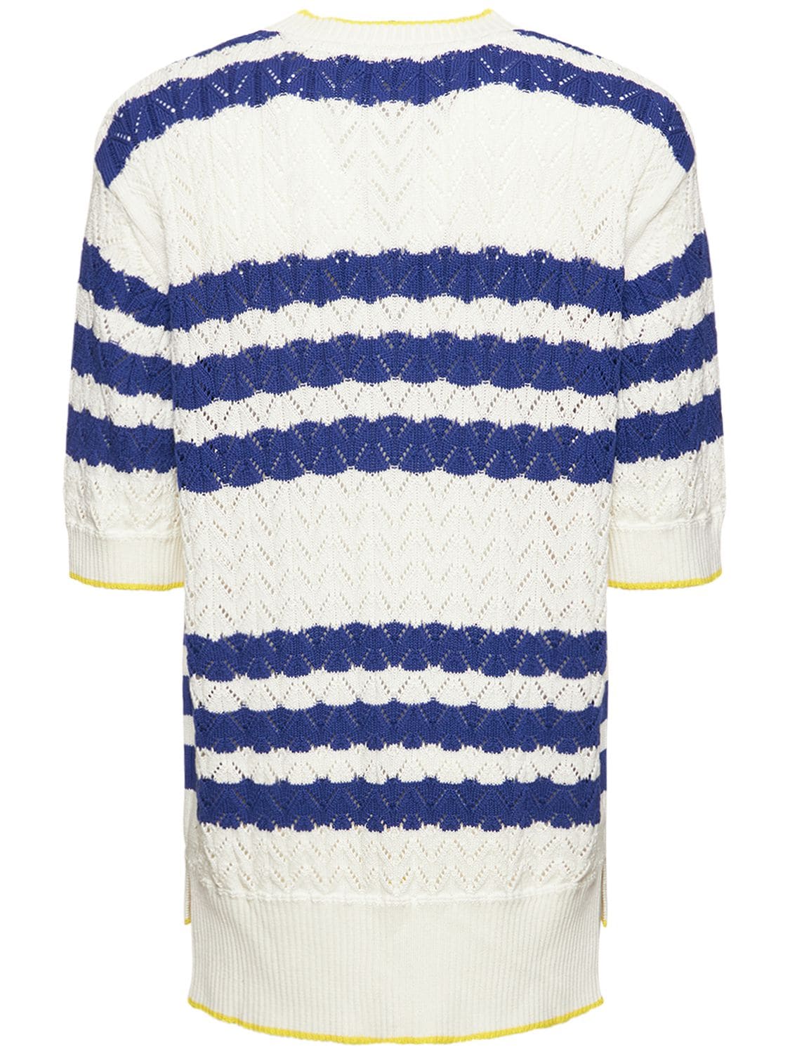 Shop Egonlab Cotton Bunny Knit T-shirt In Blue,white