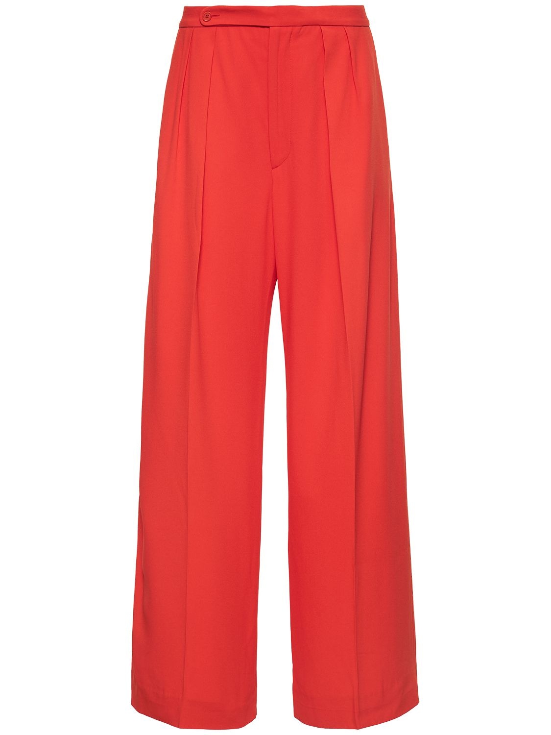 Aspesi Envers Satin Mid Waist Wide Pants In Orange