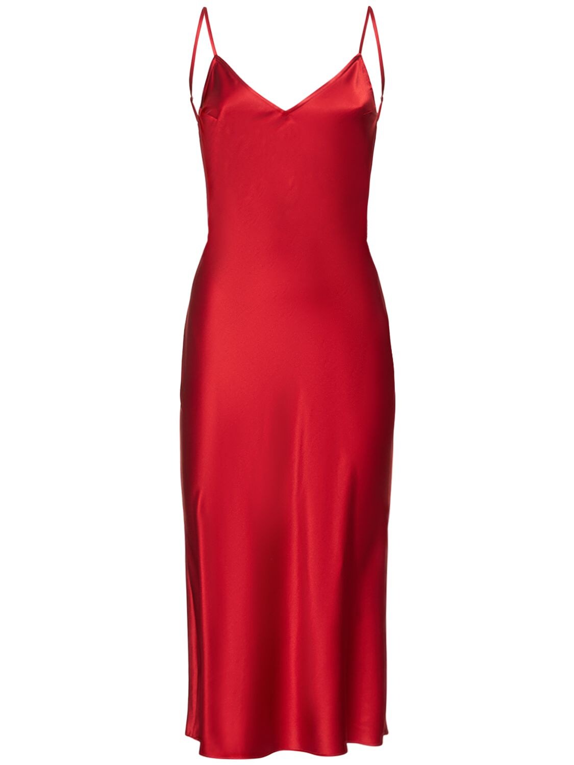 Fleur Du Mal Crystal Midi Low-back Slip In Red,fuchsia