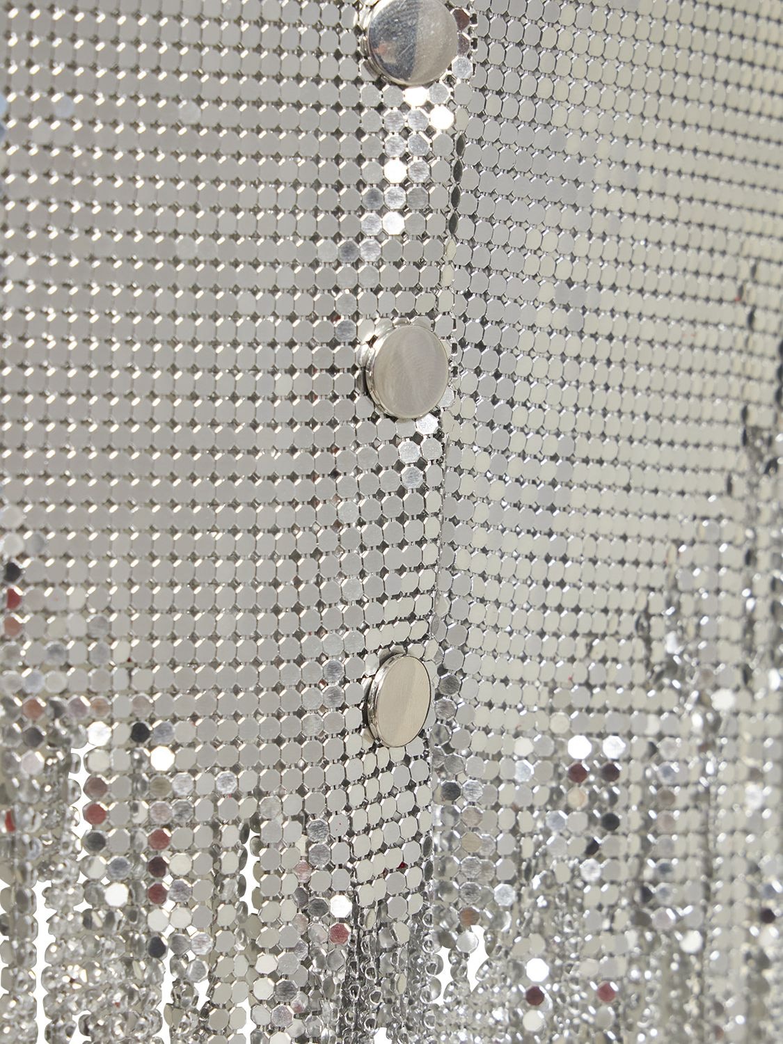Shop Rabanne Fringed Metallic Mesh Mini Skirt In Silber
