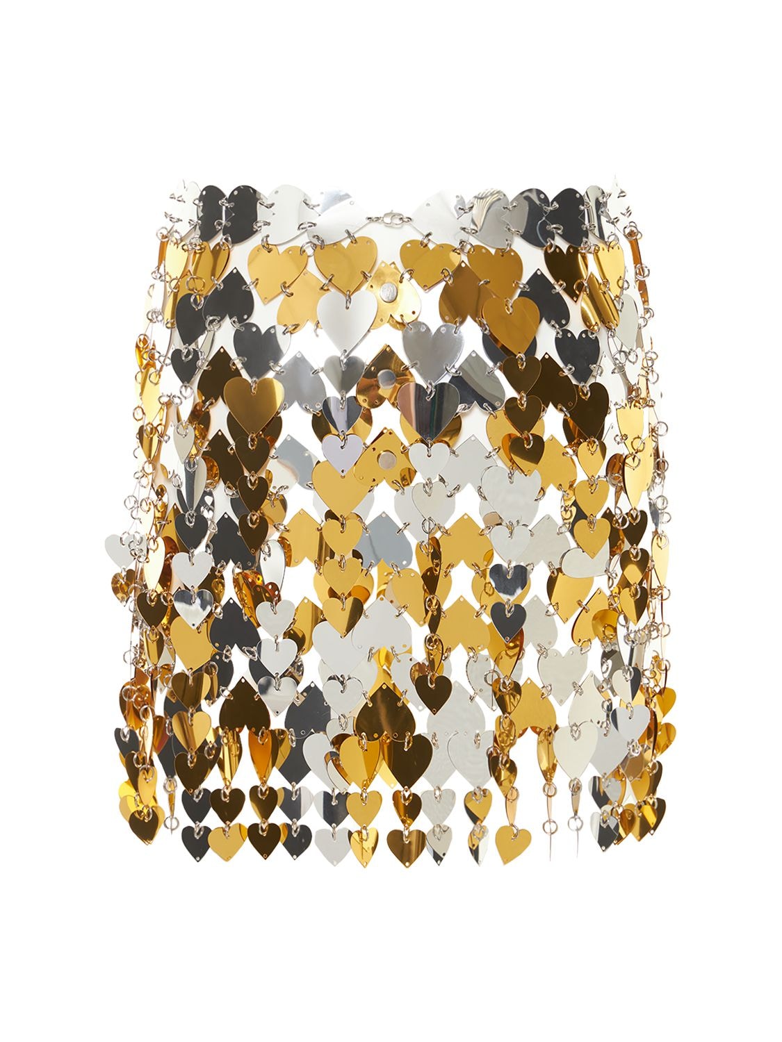 Shop Rabanne Heart Shaped Sequins Mini Skirt In Gold,silber