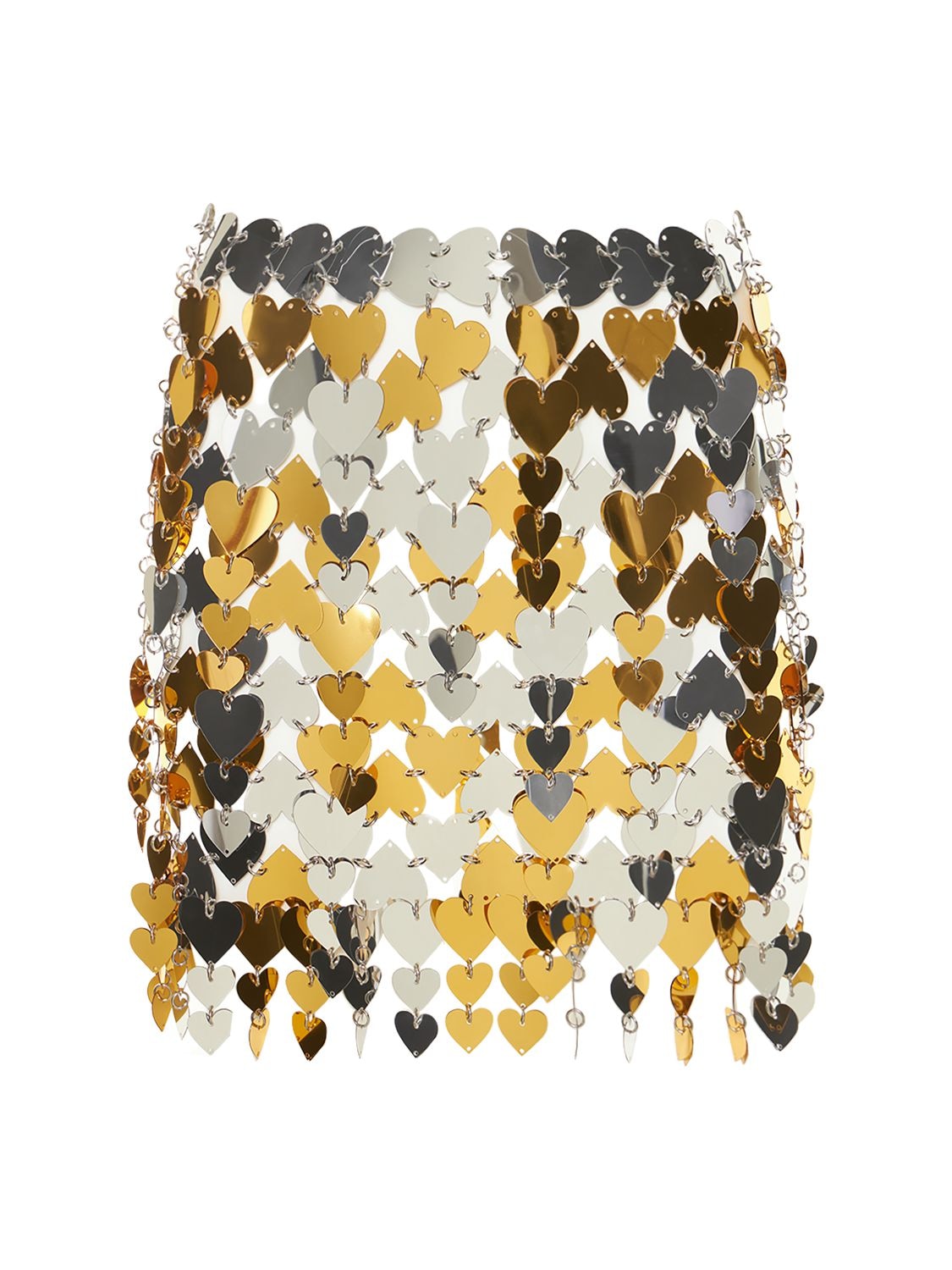 Shop Paco Rabanne Heart Shaped Sequins Mini Skirt In Gold,silber