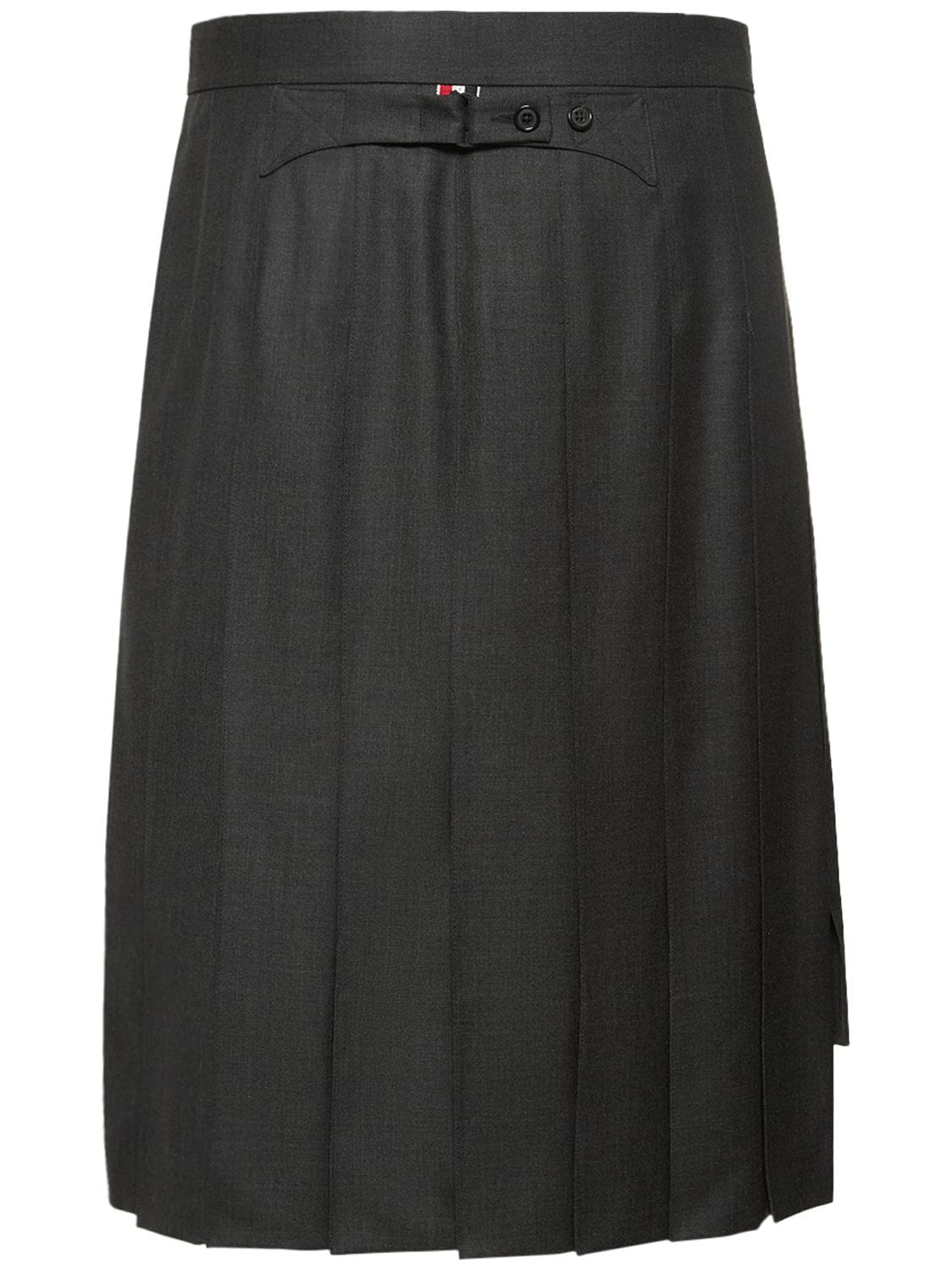 Shop Thom Browne Classic Pleated Wool Skirt In Dark Grey