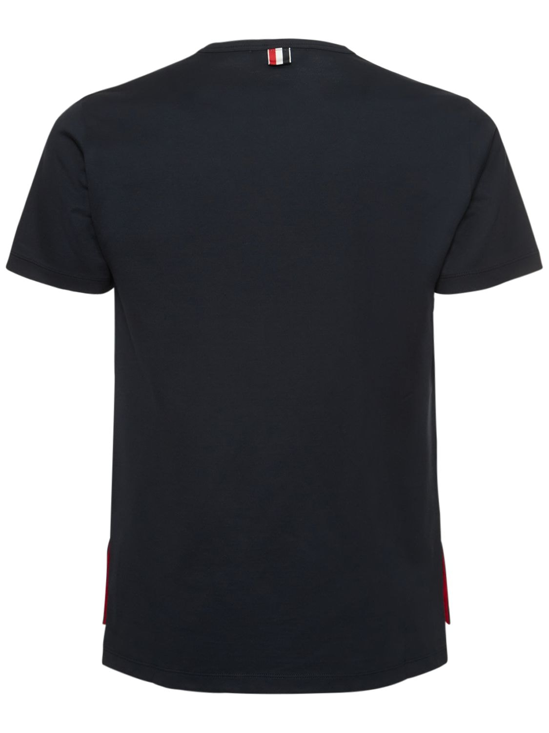 Shop Thom Browne Striped Pocket Cotton T-shirt In Navy