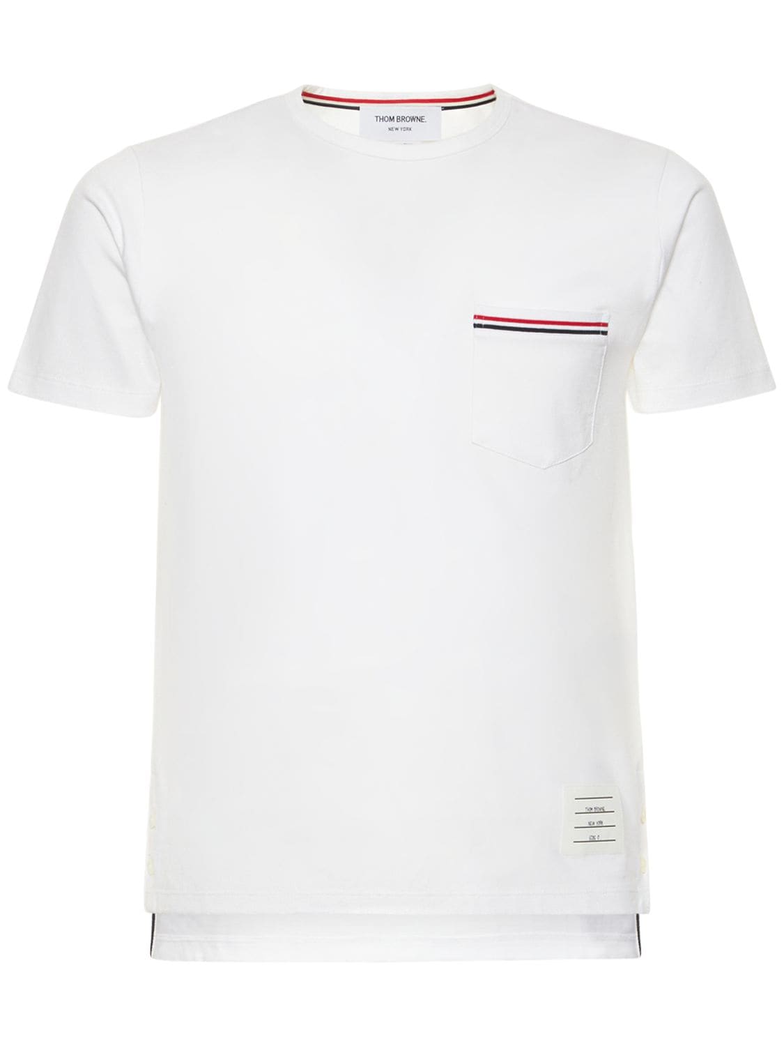 Shop Thom Browne Striped Pocket Cotton T-shirt In White