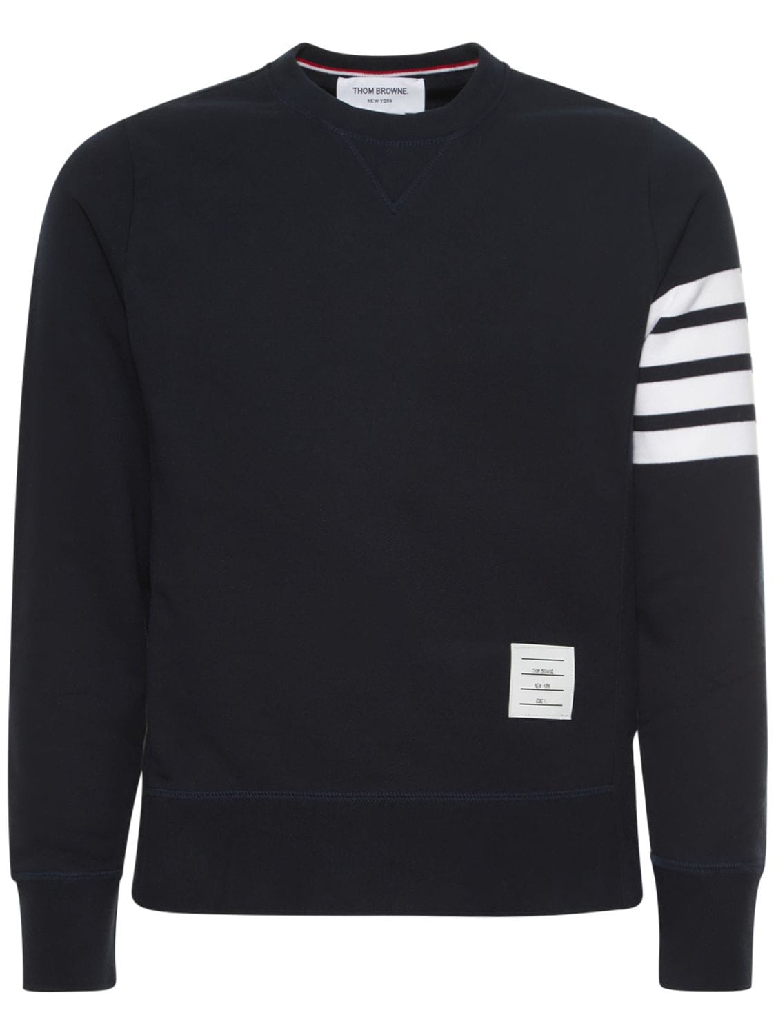 THOM BROWNE Intarsia Stripes Cotton Sweatshirt