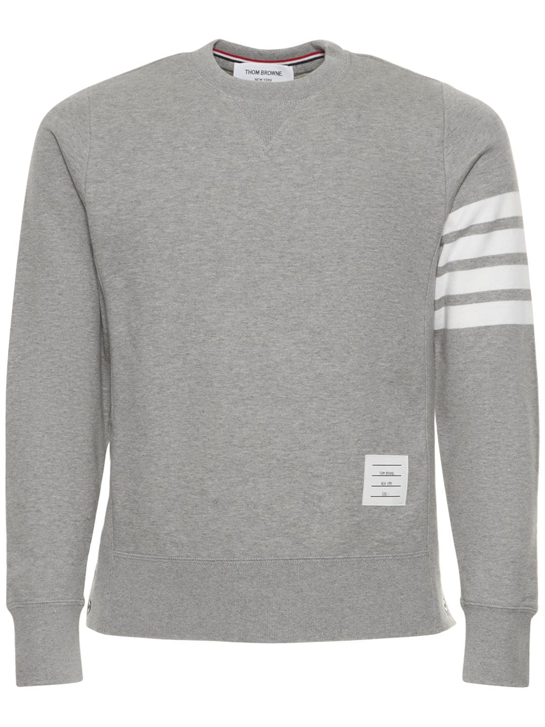 Thom Browne Intarsia Stripes Cotton Sweatshirt In Light Grey