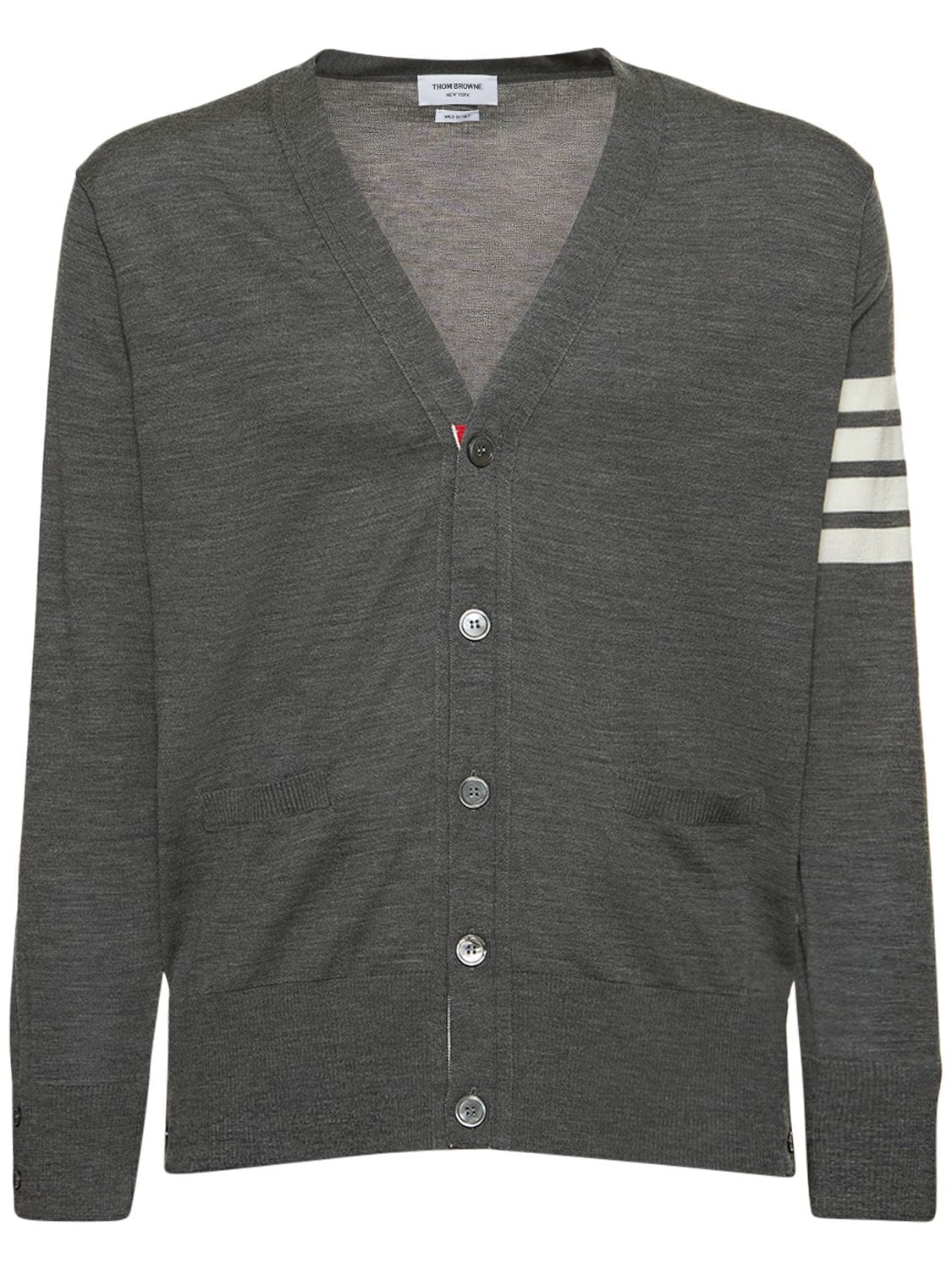 Thom Browne Funmix 4 Bar Jaquard Crew Knit, Brand Size 4 (us Size 40) In Med Grey