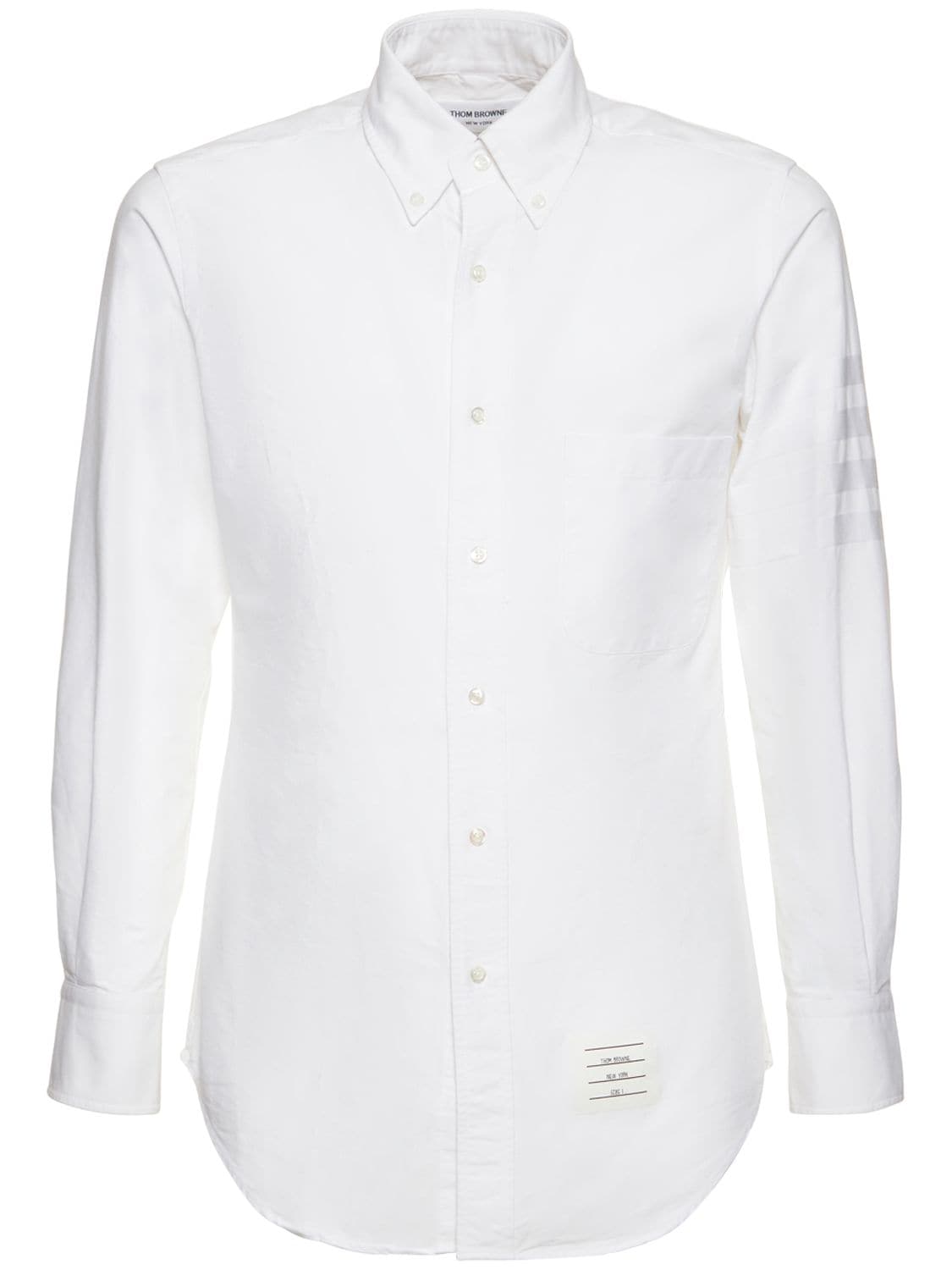 Thom Browne Cotton Oxford Shirt W/ Satin 4 Bar In Bianco