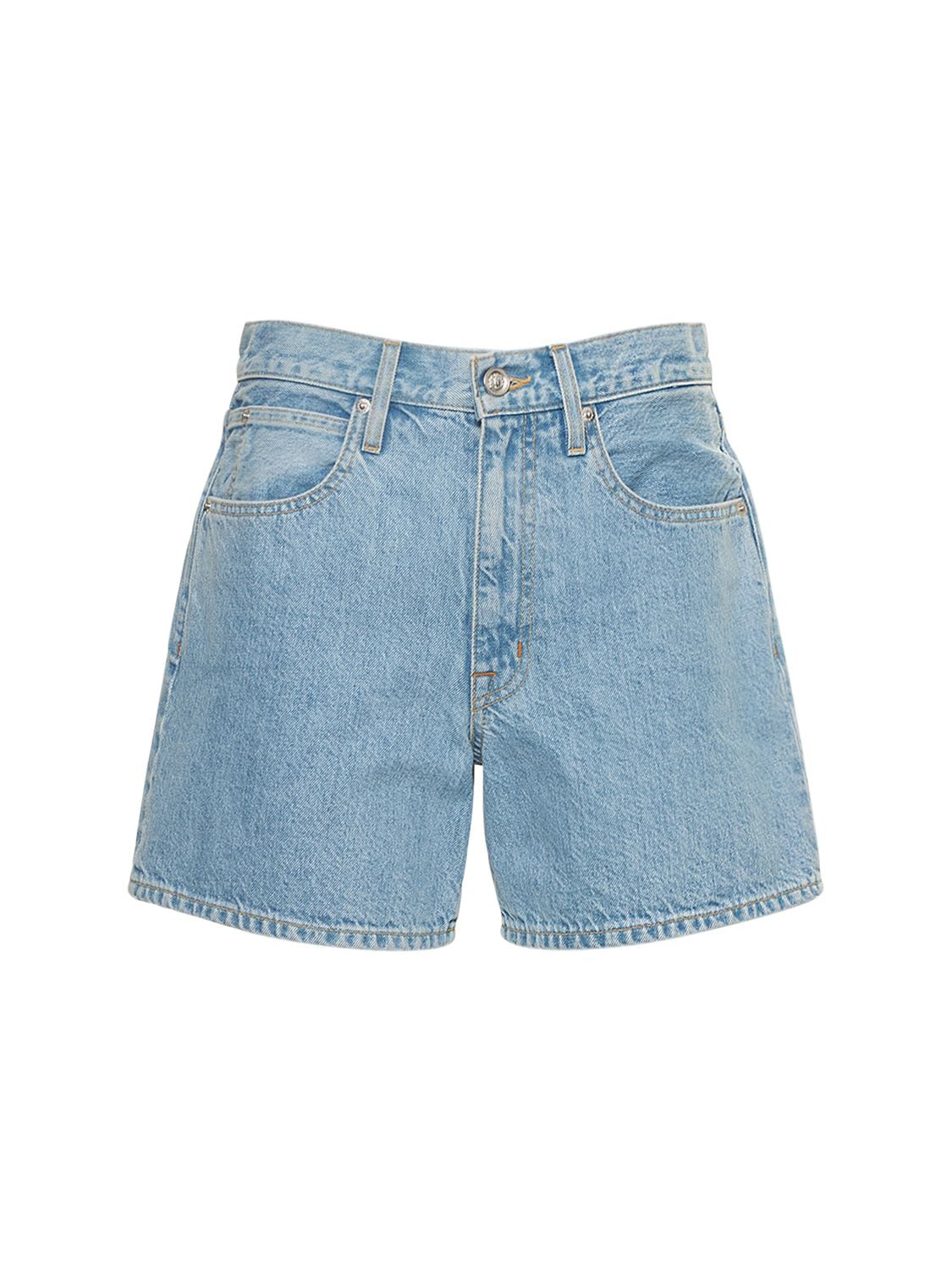 Shop Slvrlake Walker Cotton Denim Shorts In Blue