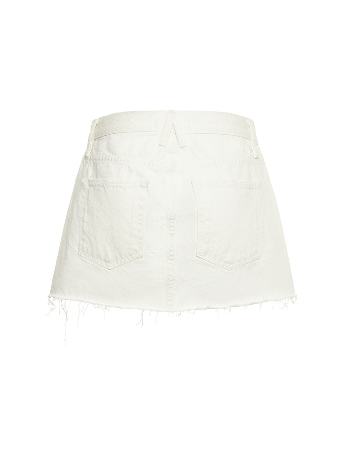 Shop Slvrlake Micro Cut Off Cotton Denim Mini Skirt In White