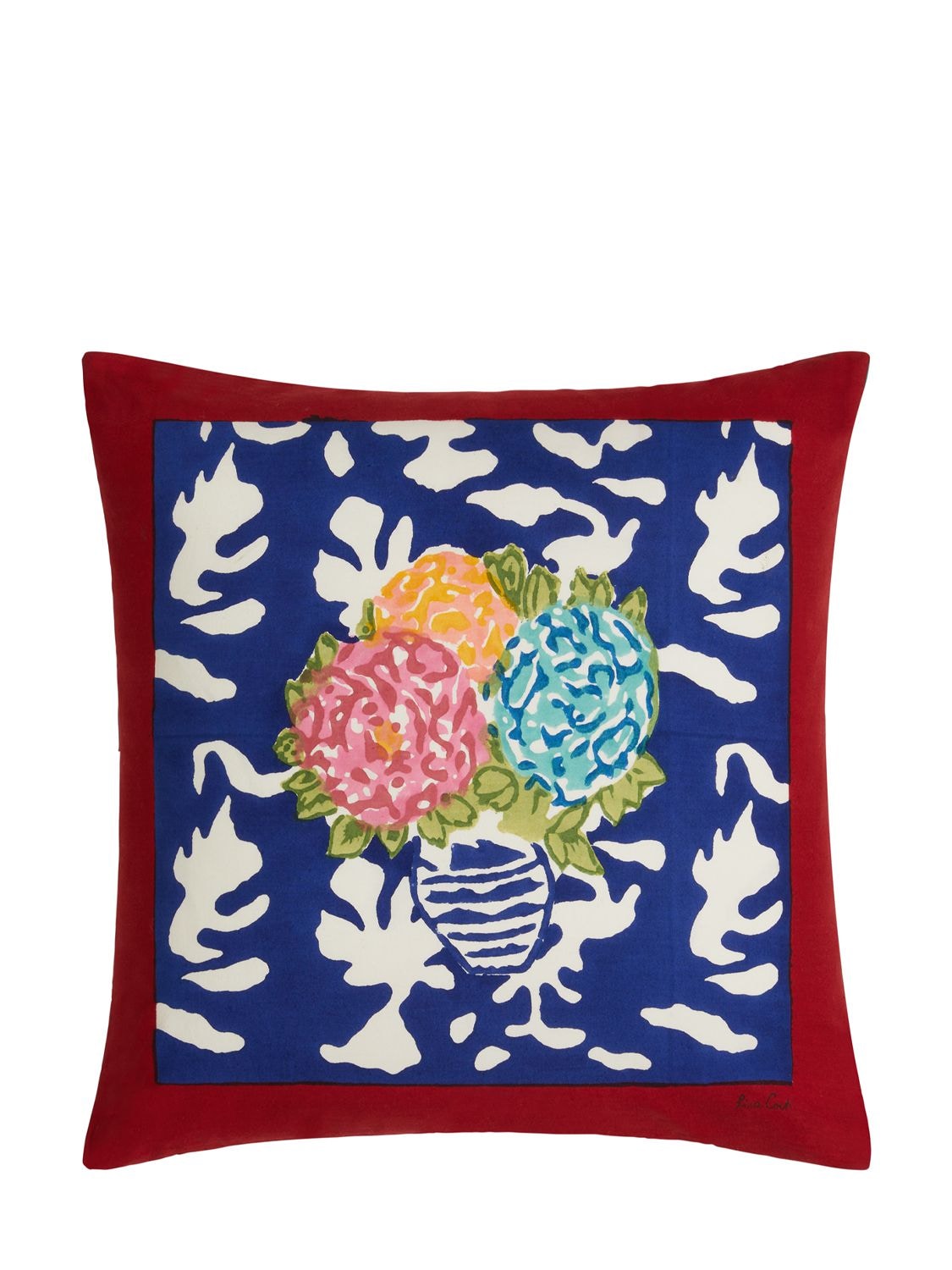 Lisa Corti Matisse Pot Sky Cushion In Blue