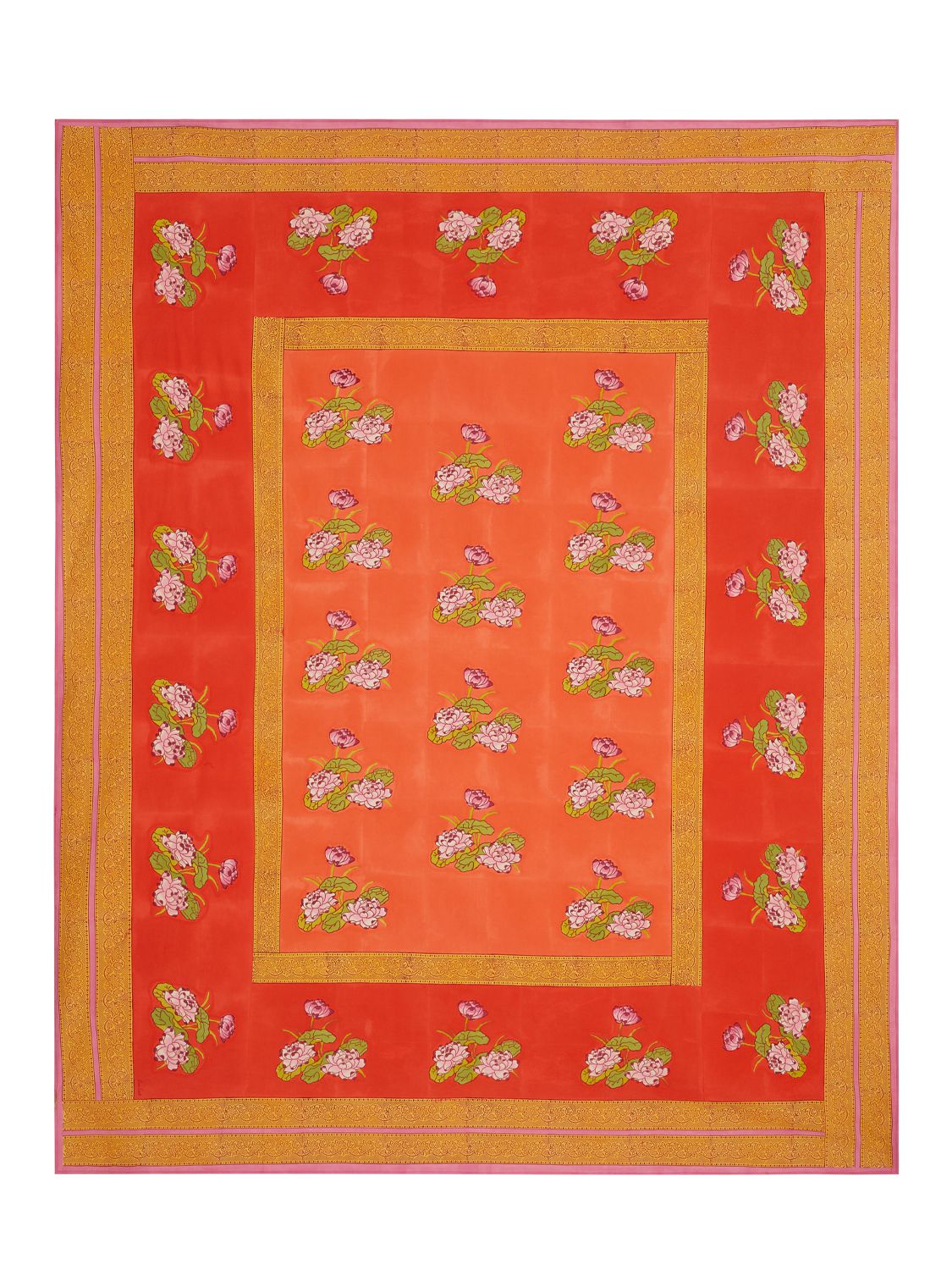Lisa Corti Tea Flower Redorange Bedspread In Red,orange