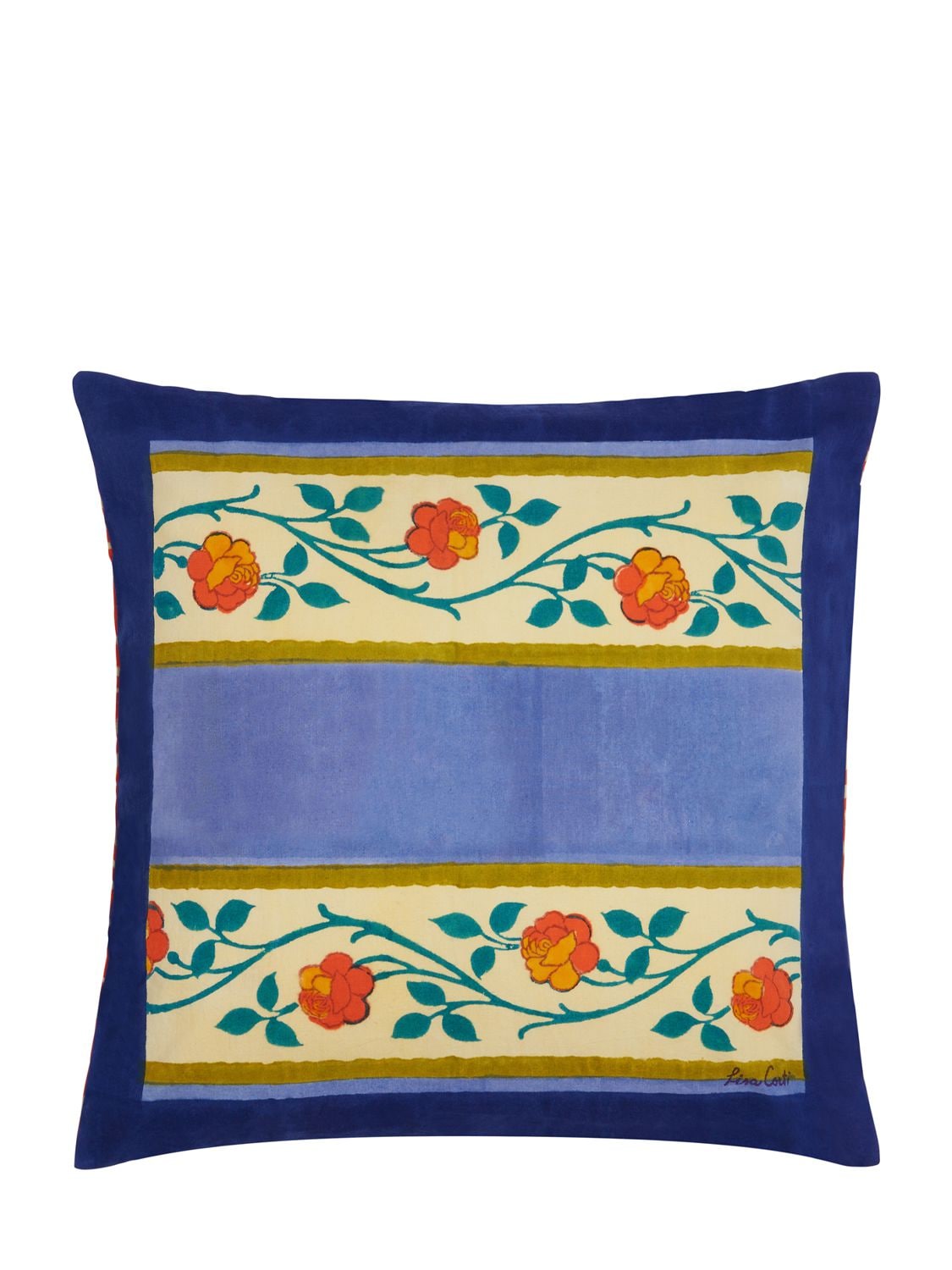 Lisa Corti Varanasi Stripes Pervinch Pillow In Blue