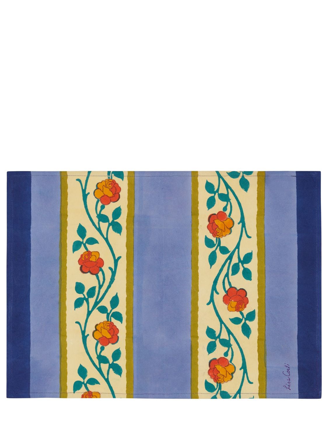 Lisa Corti Two Varanasi Stripes Pervinch Placemats In Blue
