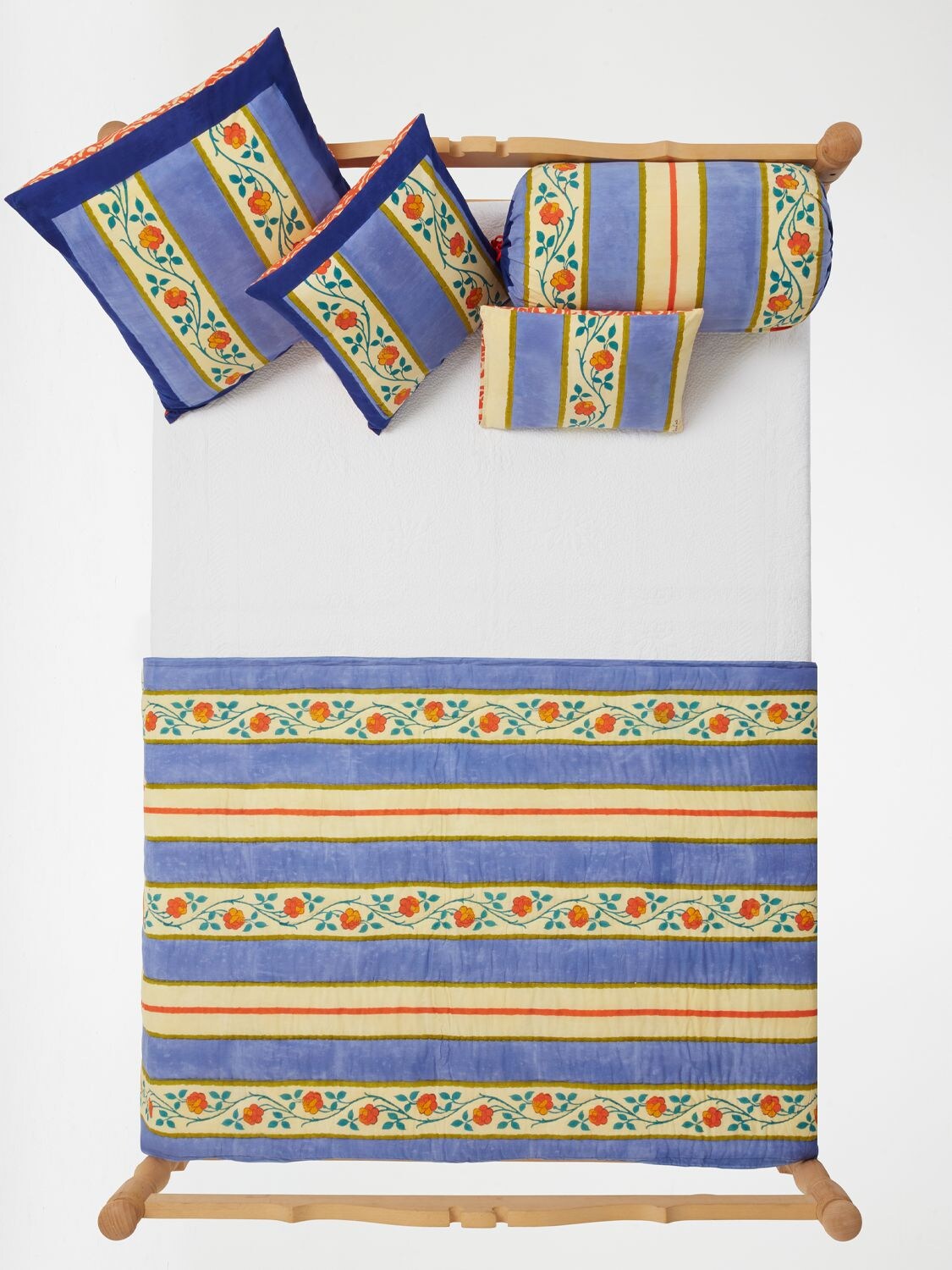Shop Lisa Corti Varanasi Stripes Pervinch Junior Quilt In Blue