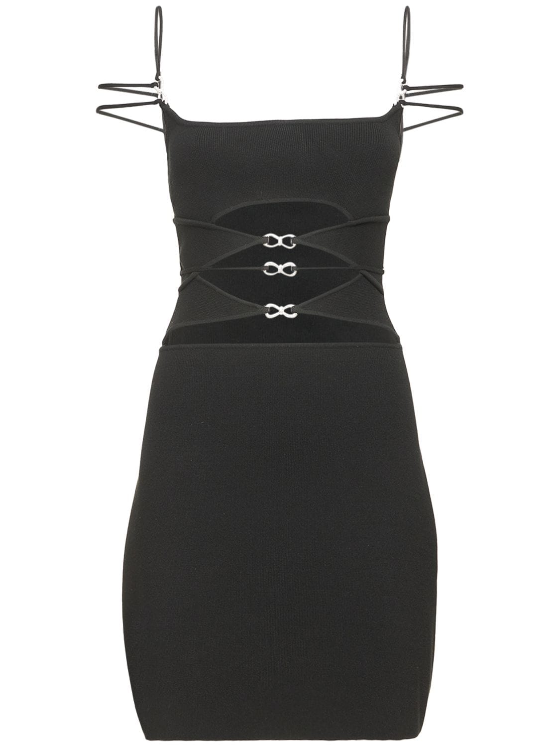 Mach & Mach Matilde Embellished Cutout Mini Dress In Black | ModeSens