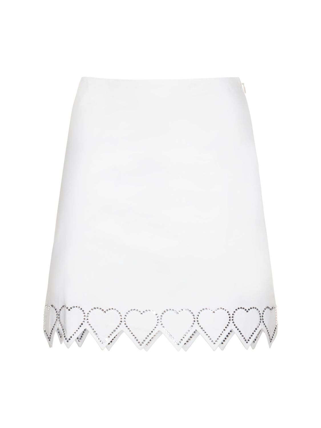 Mach&mach Ladies White Crystal Heart Trim Mini Skirt In White