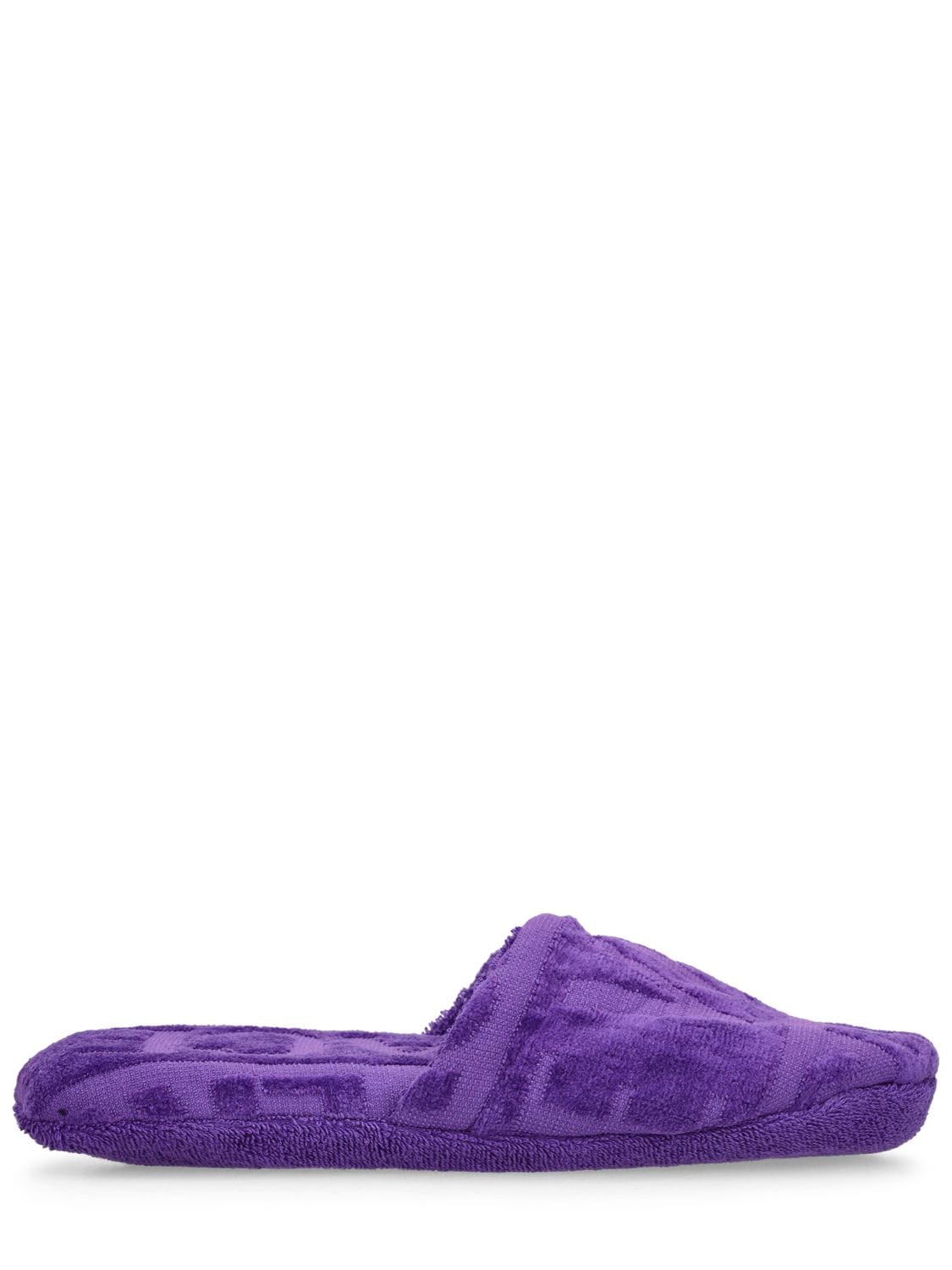 Versace 毛巾布logo拖鞋 In Purple