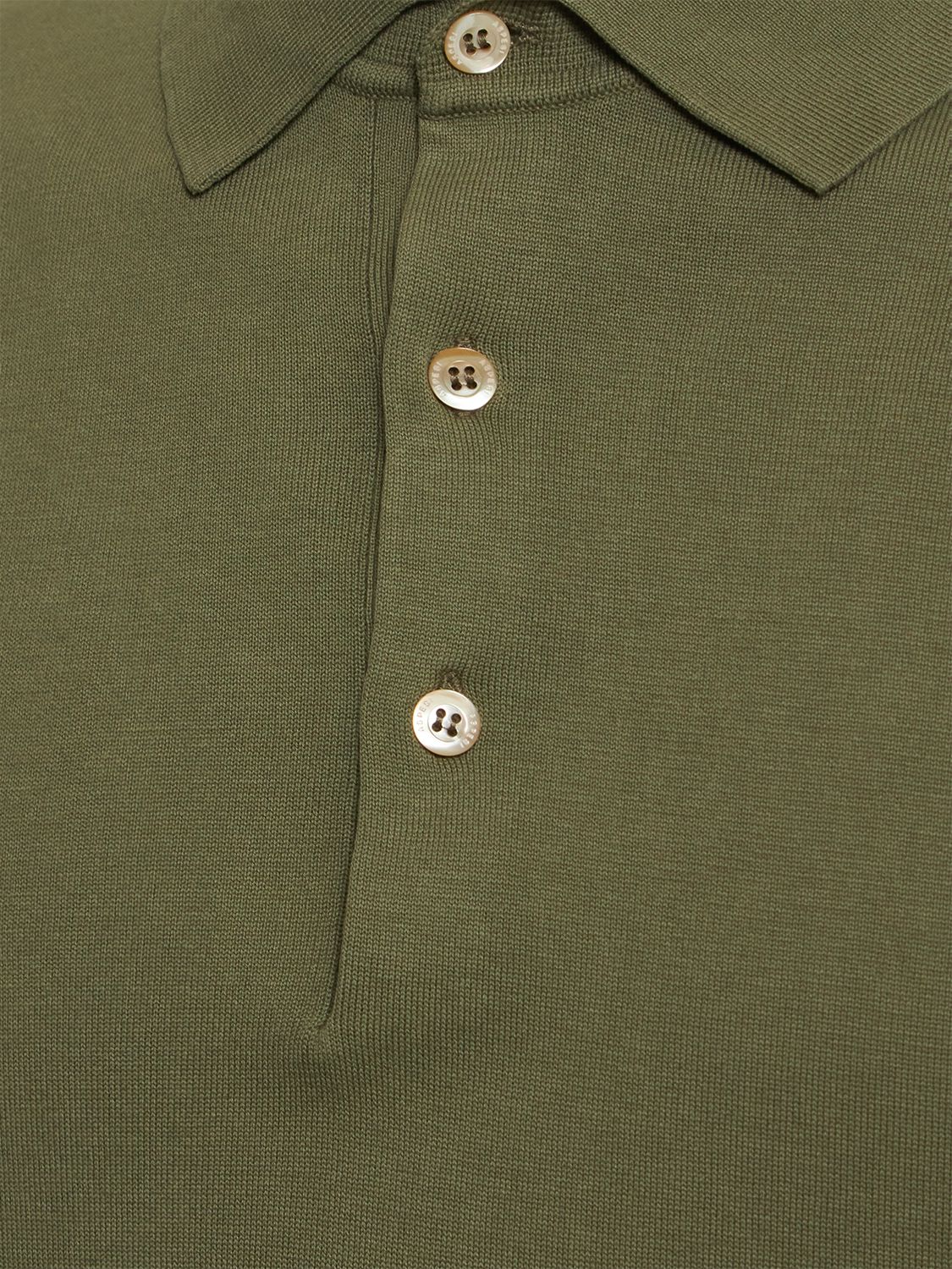 Shop Aspesi Cotton Knit Polo Shirt In Military Green