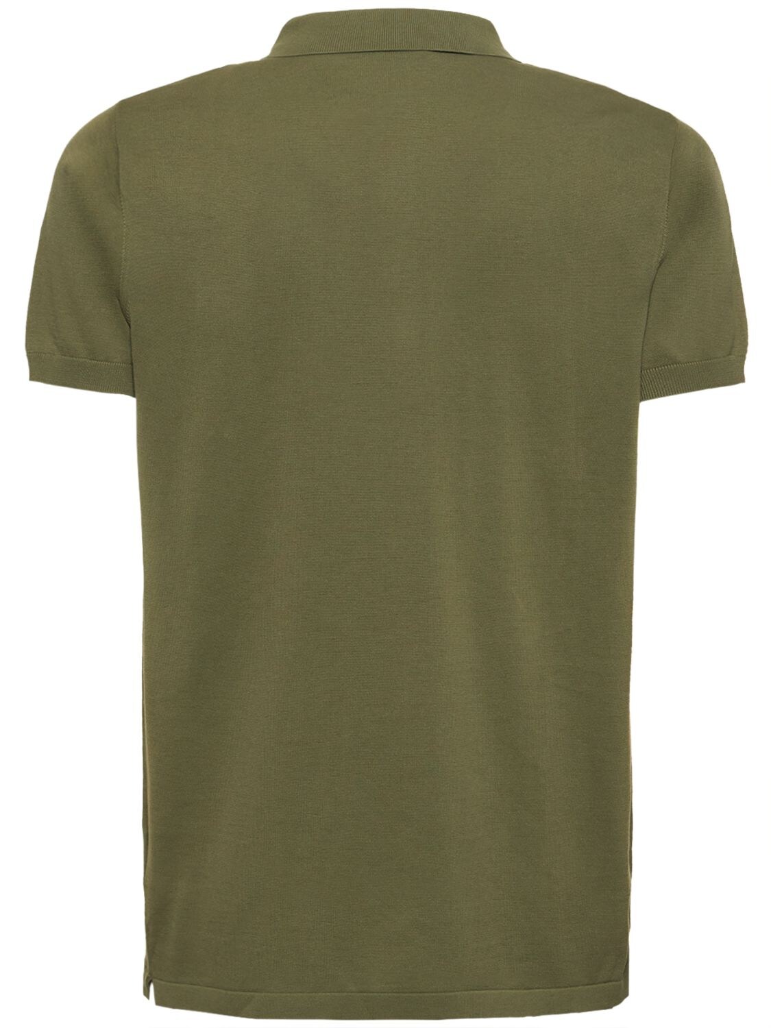 Shop Aspesi Cotton Knit Polo Shirt In Military Green