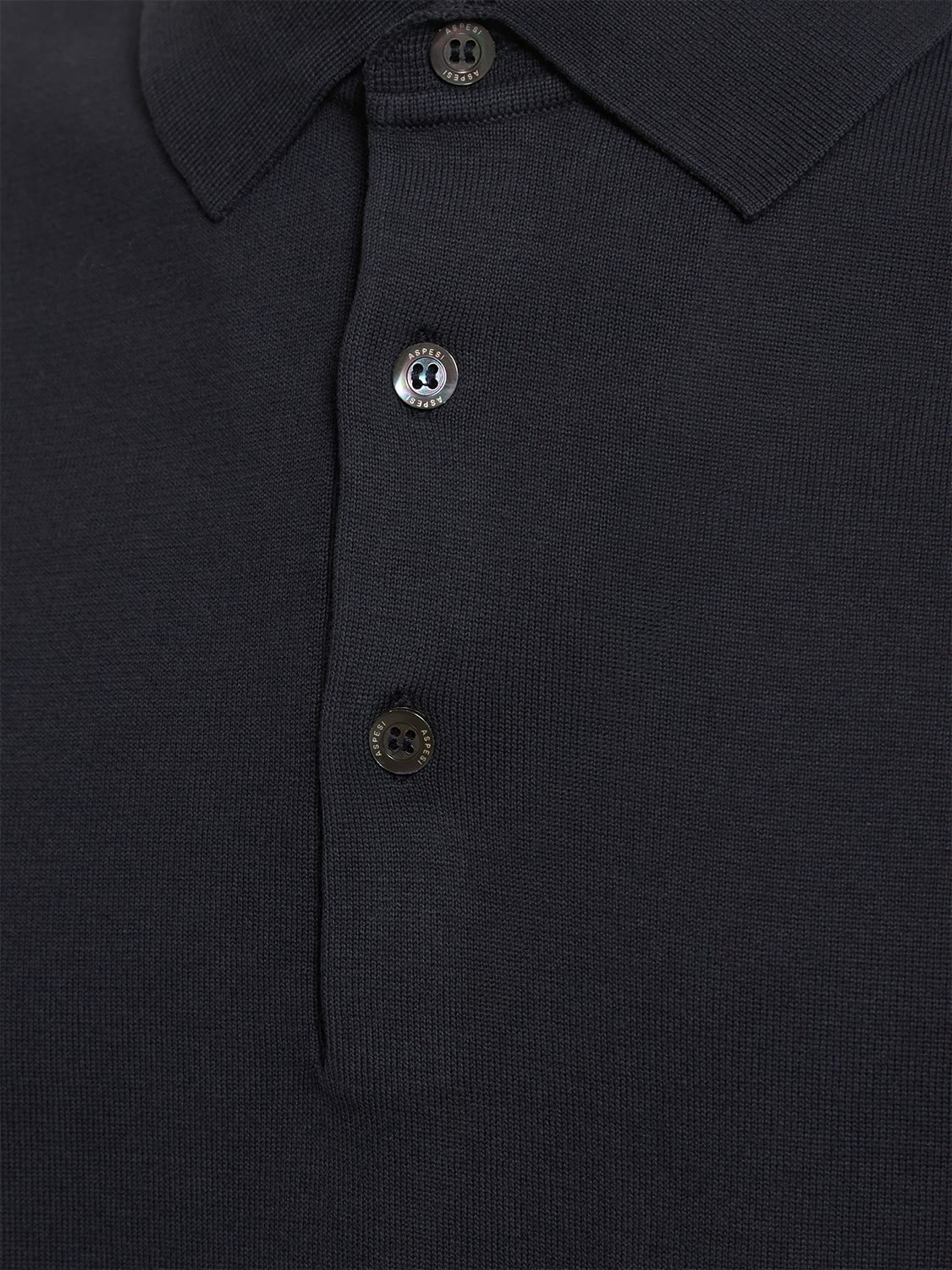 Shop Aspesi Cotton Knit Polo Shirt In Navy