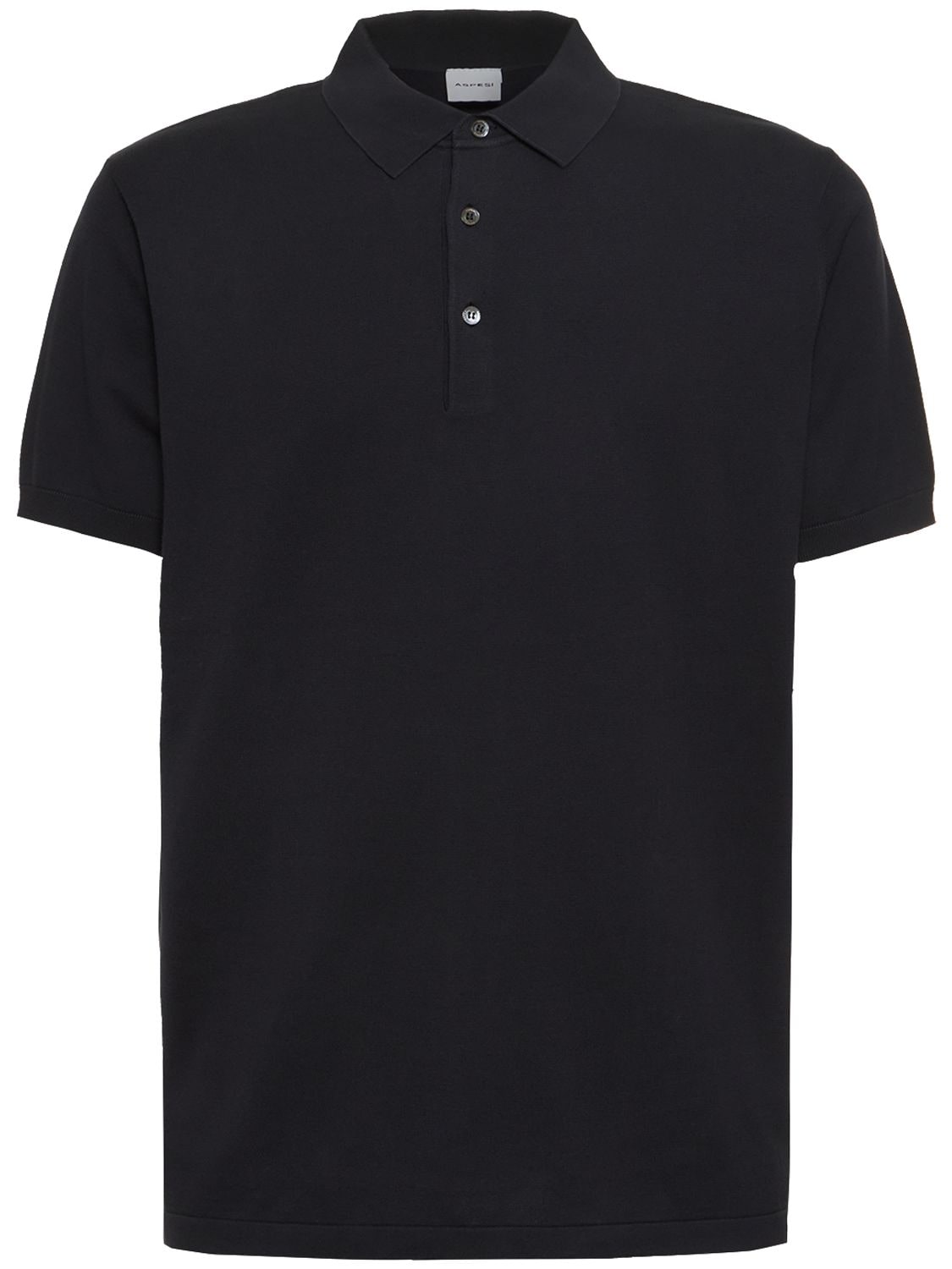 Shop Aspesi Cotton Knit Polo Shirt In Navy