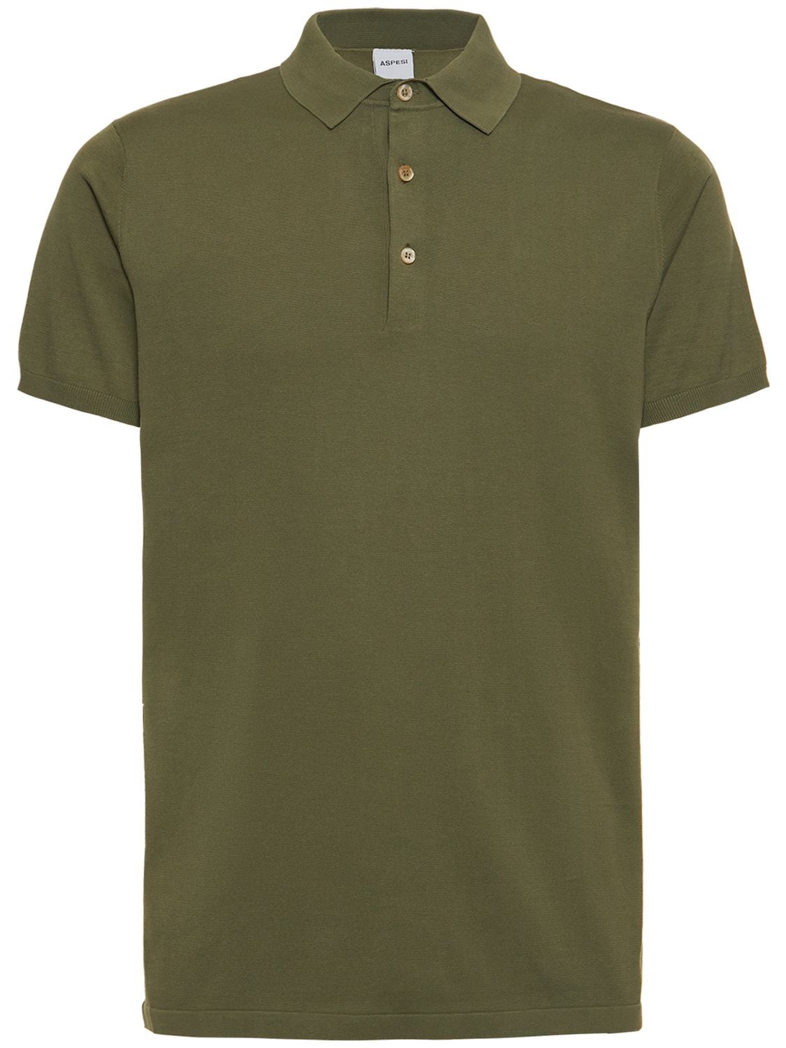 Aspesi Cotton Knit Polo Shirt In Military Green