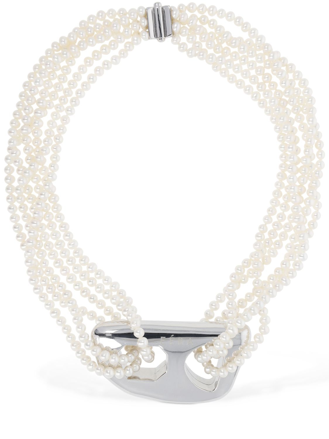 Eéra Special Order - Stone Pearl Necklace In Silver