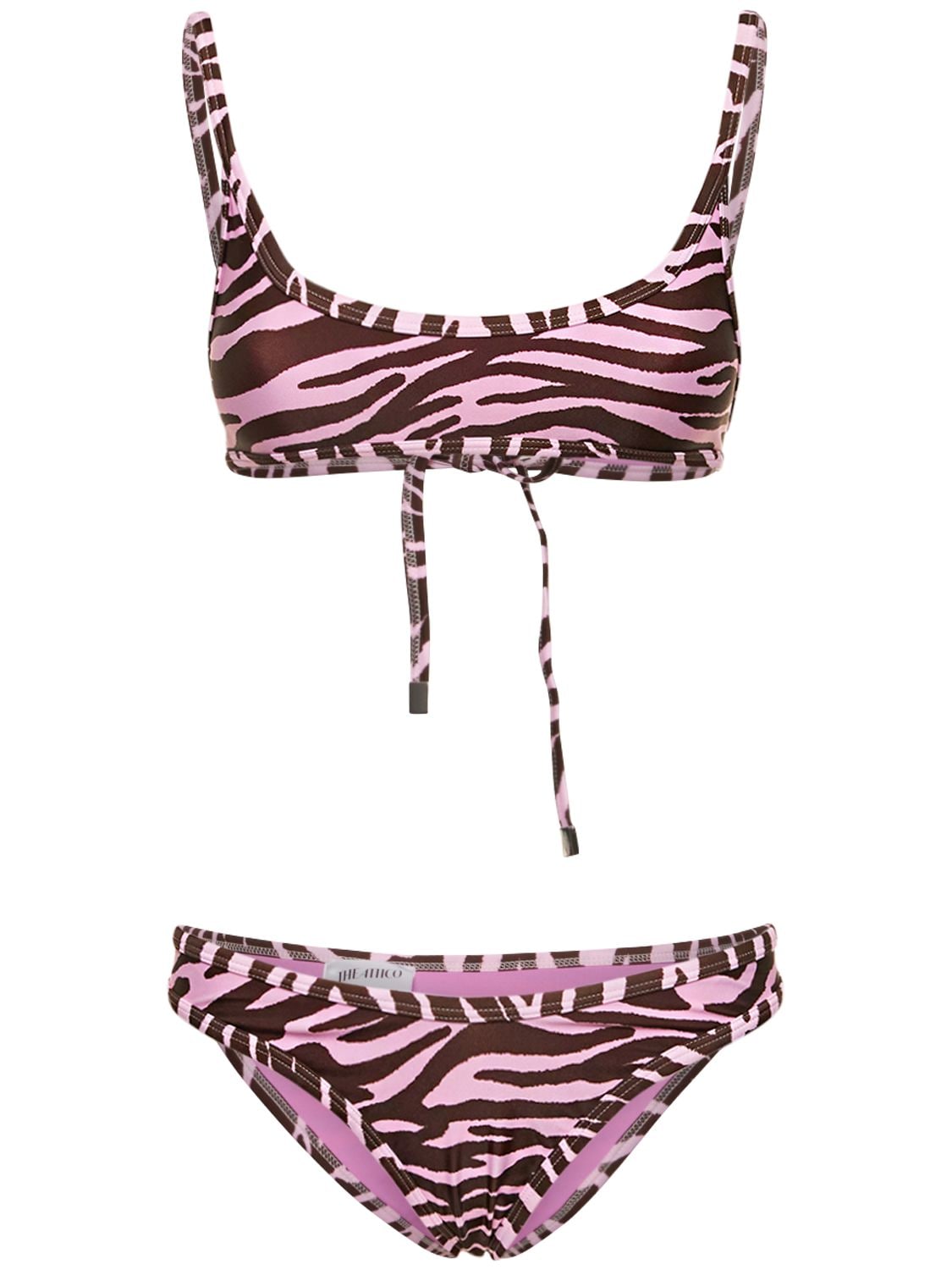 Attico Zebra Printed Bikini In Multicolor