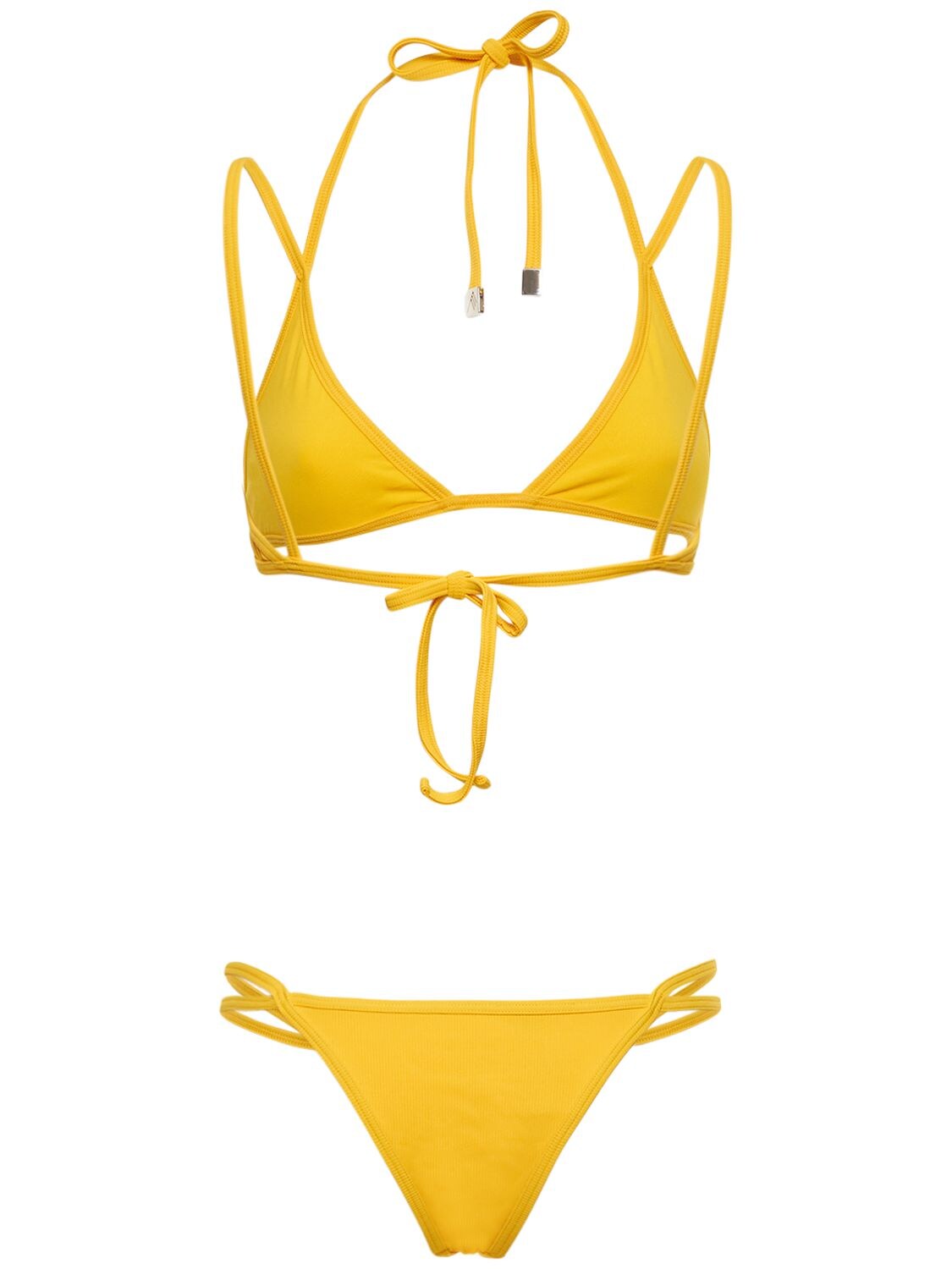 Shop Attico Triangle Double-strap Bikini In Yellow